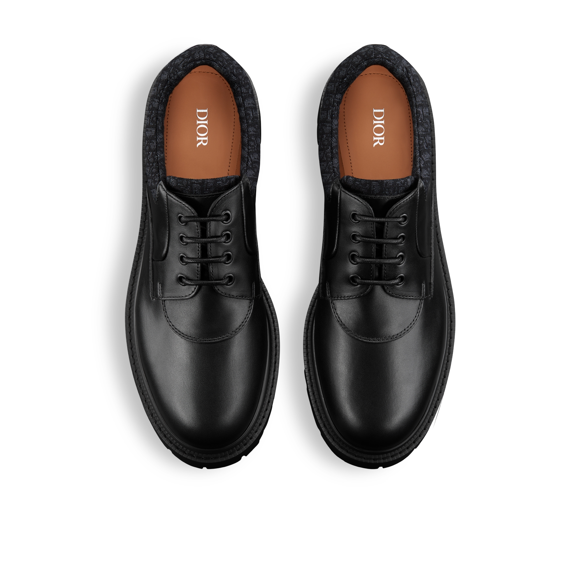 Dior Explorer III-derbyschoen Zwart soepel kalfsleer en zwarte Dior Oblique-jacquard E06