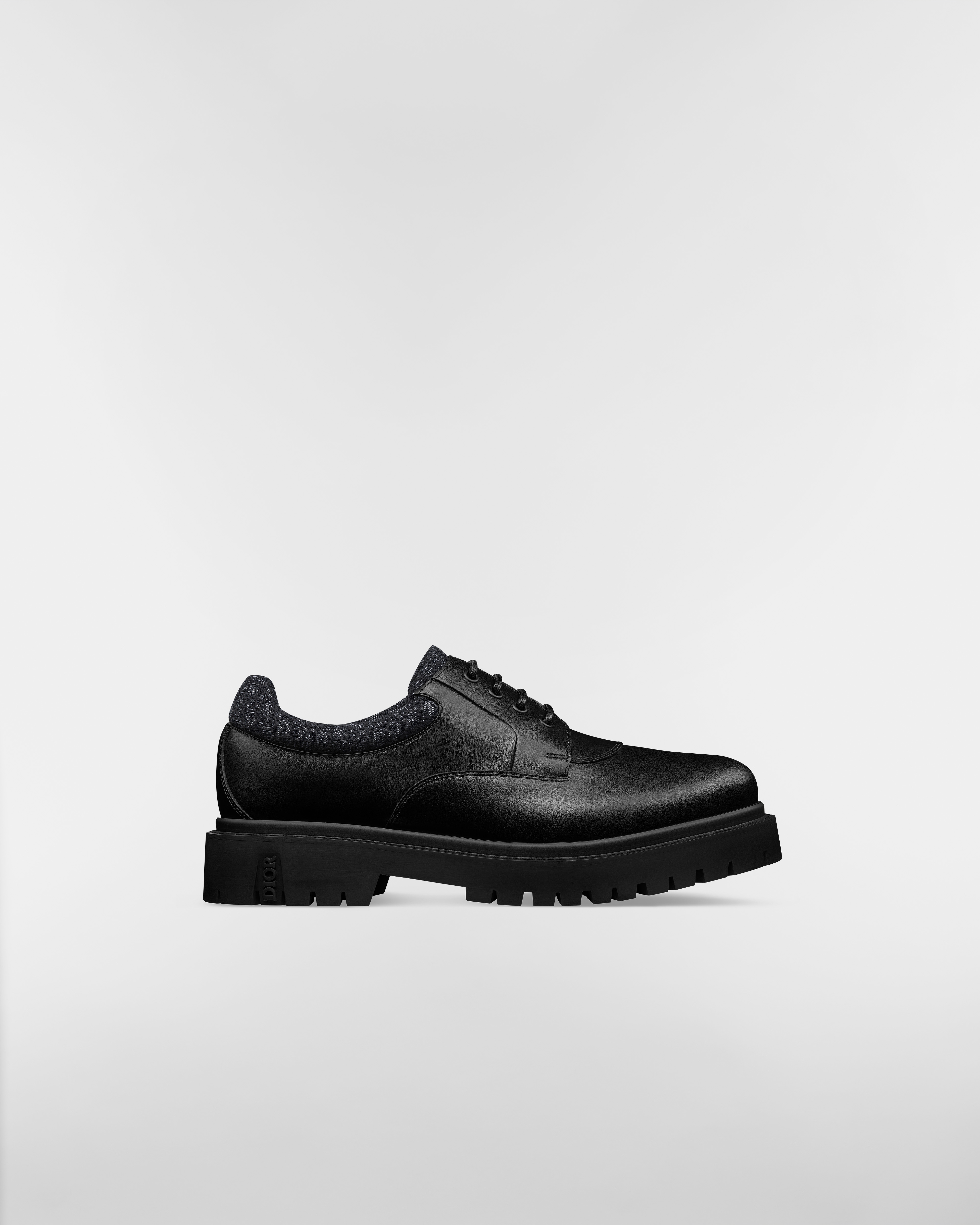 Dior Explorer III Derby Schuh Glattes Kalbsleder und Dior Oblique Jacquard in Schwarz E02