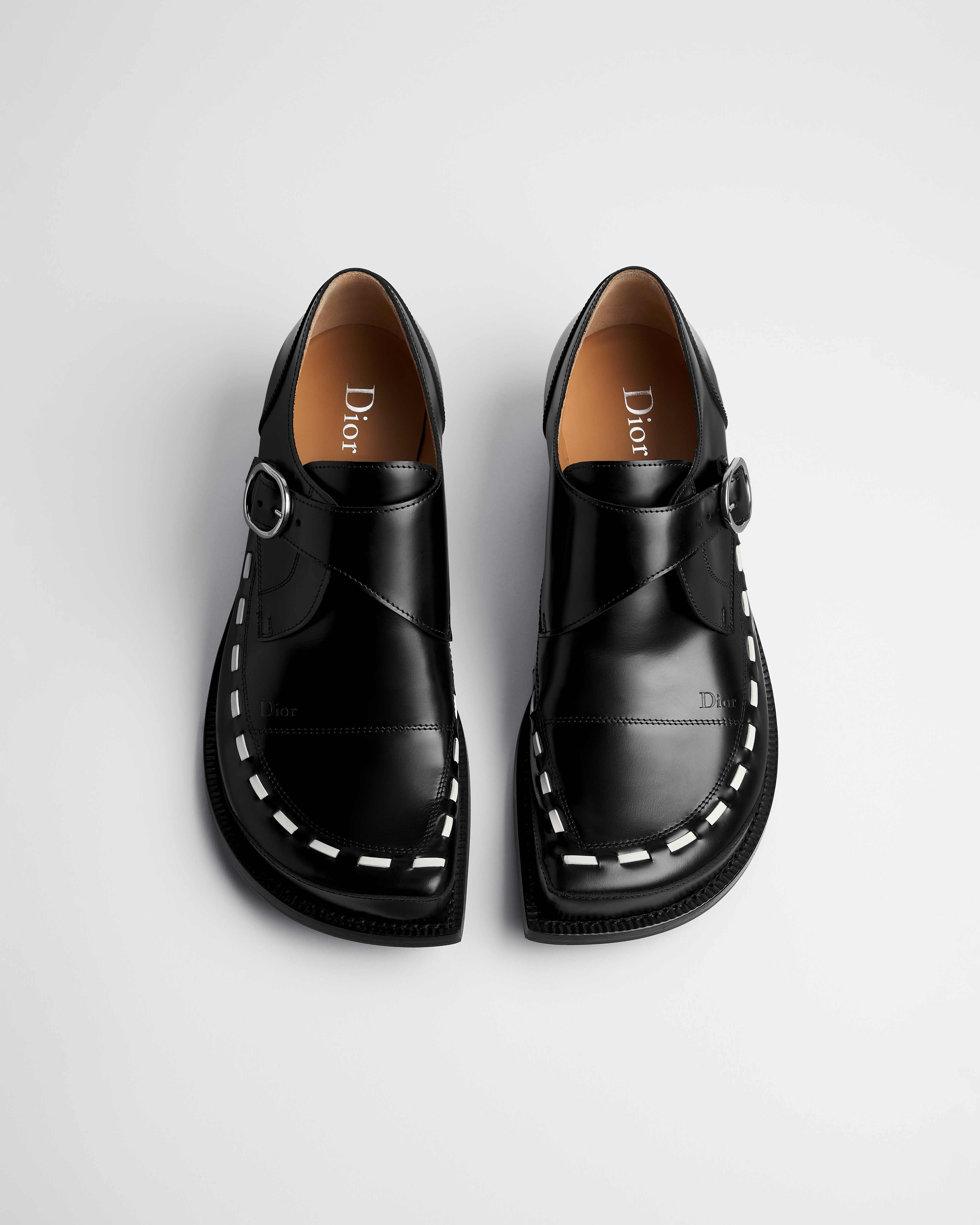 Sapato Derby D de Dior Monk Couro de vitelo preto polido E06