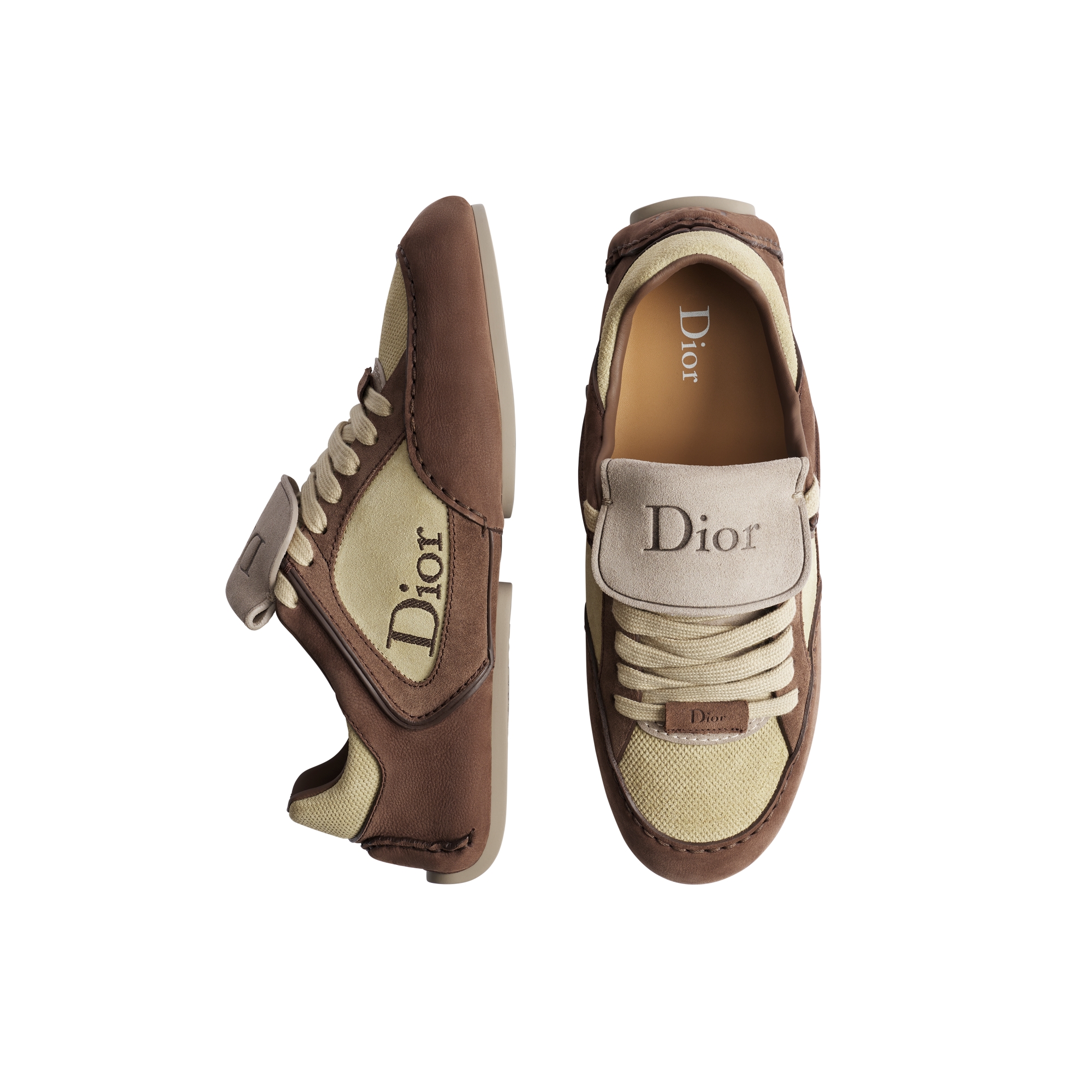 Dior Roadie Derby Shoe Brown Nubuck with Beige and Brown Suede Calfskin E07