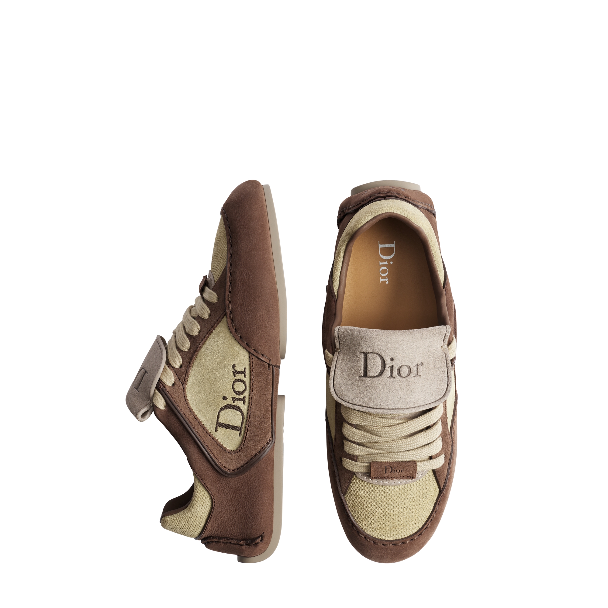 Dior Roadie Derby Shoe Brown Nubuck with Beige and Brown Suede Calfskin E07
