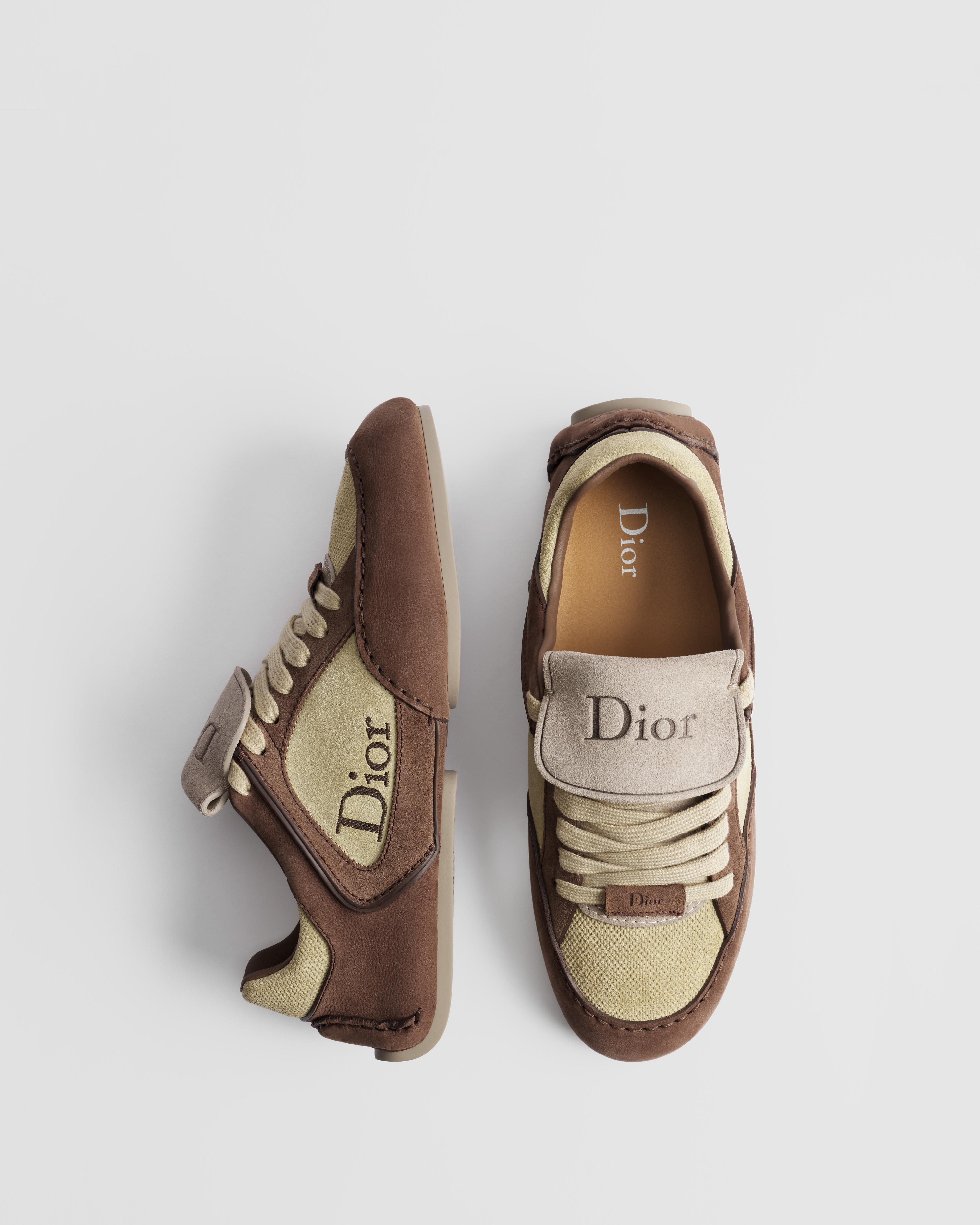 Dior Roadie Derby Shoe Brown Nubuck with Beige and Brown Suede Calfskin E07