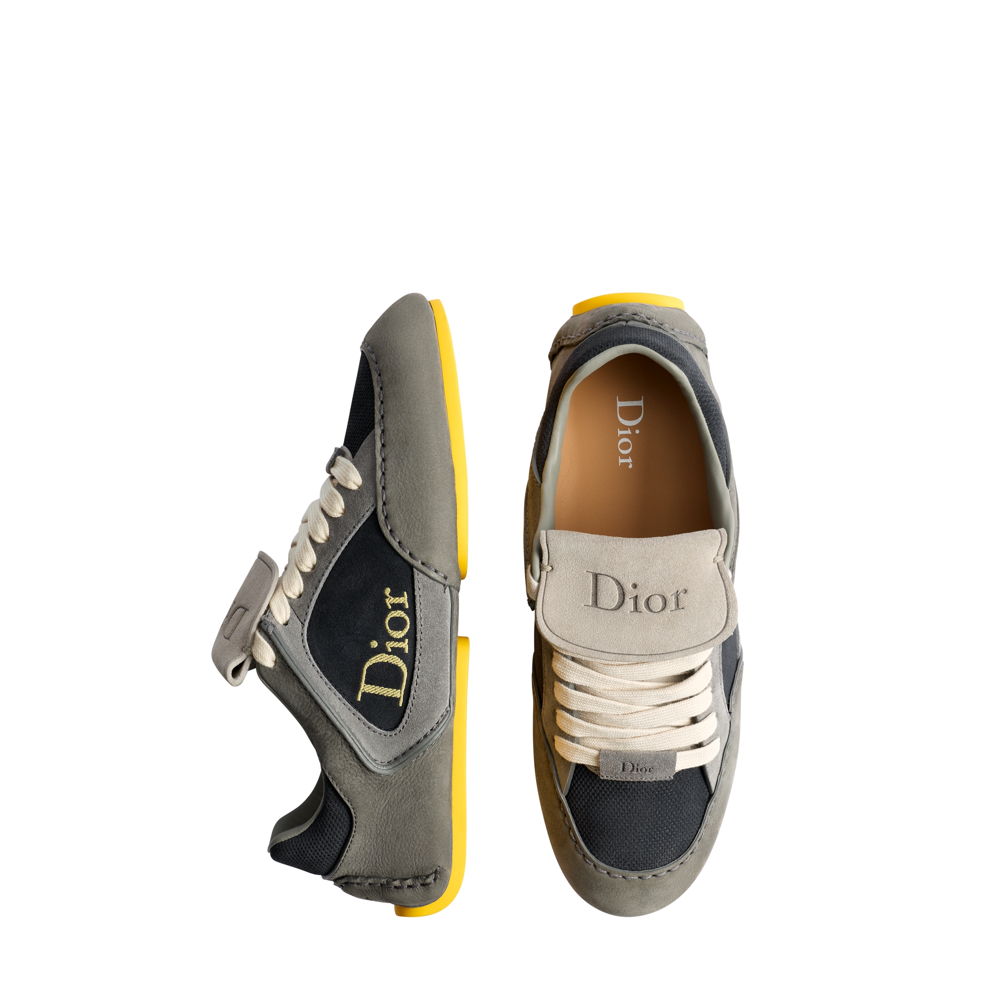 Dior Roadie Derby Gray Nubuck with Gray and Navy Blue Suede Calfskin E06