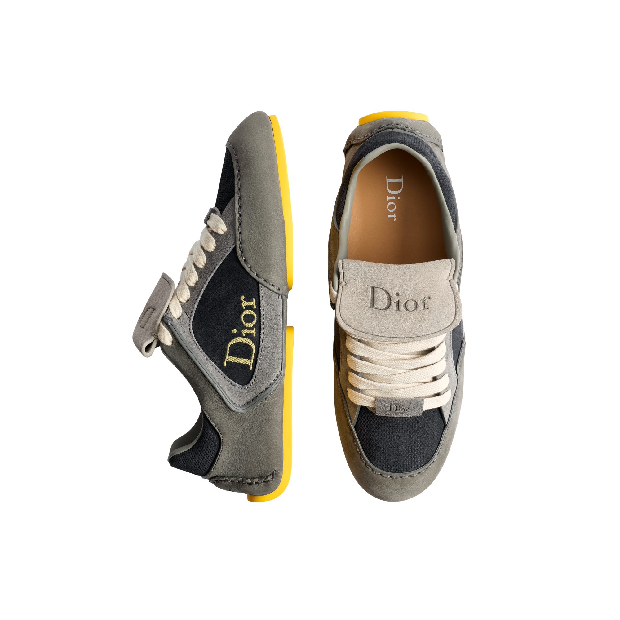 Dior Roadie Derby Shoe Gray Nubuck with Gray and Navy Blue Suede Calfskin E07