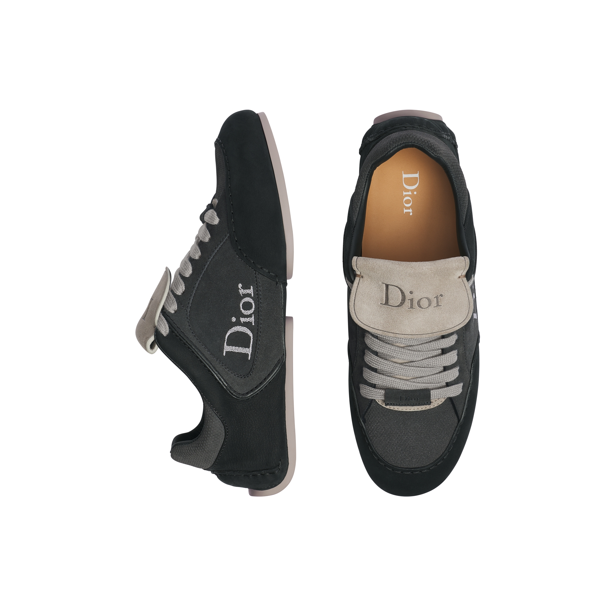 Dior Roadie Derby Shoe Black Nubuck with Black and Deep Gray Suede Calfskin E06