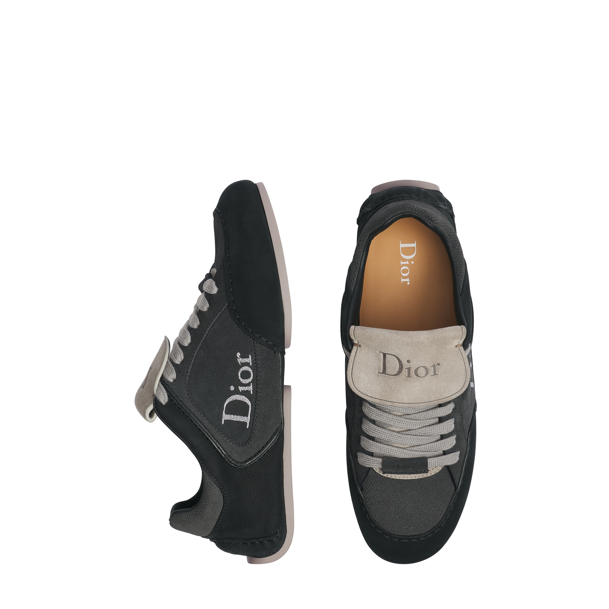 Dior Roadie Derby Shoe Black Nubuck with Black and Deep Gray Suede Calfskin E06
