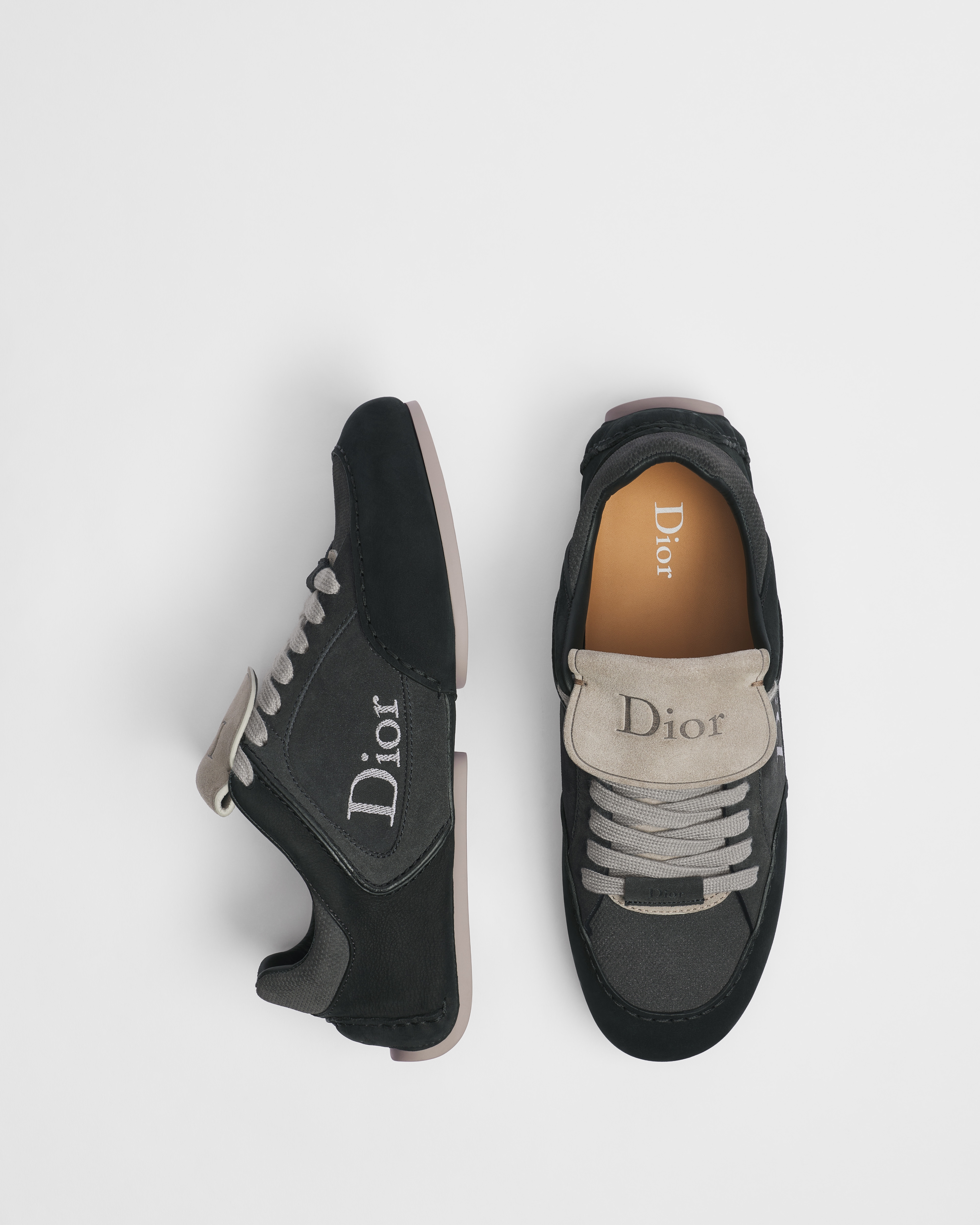 Dior Roadie Derby Shoe Black Nubuck with Black and Deep Gray Suede Calfskin E06