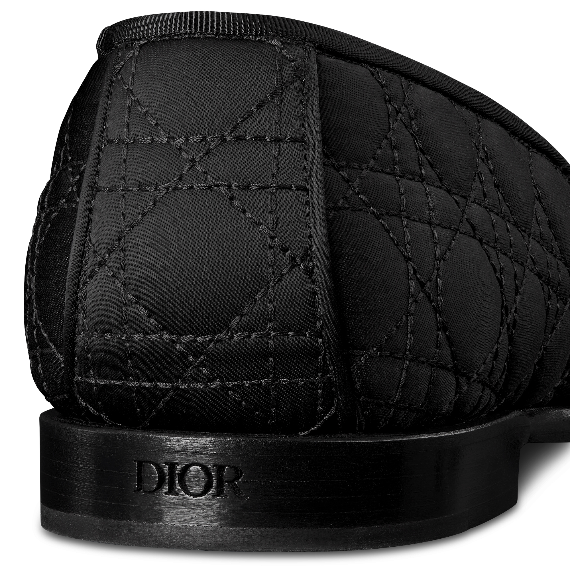 Mocassin Dior Timeless Nylon satiné Kumo Cannage noir E09