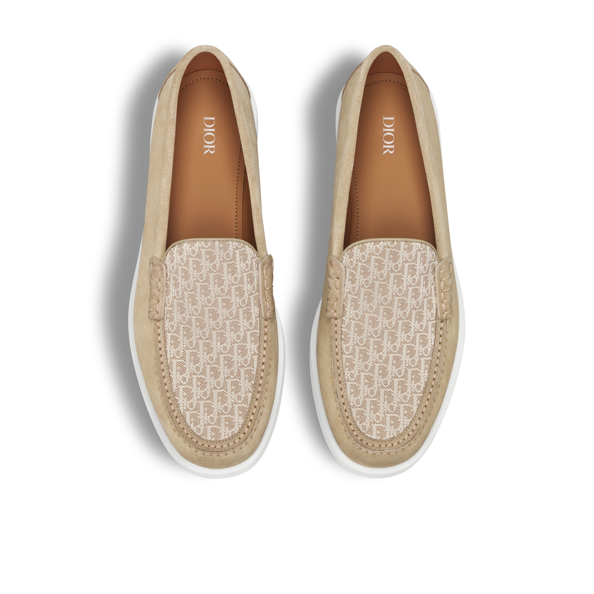 Dior Granville Loafer Dior Oblique Veloursleder und Jacquard in Beige E06