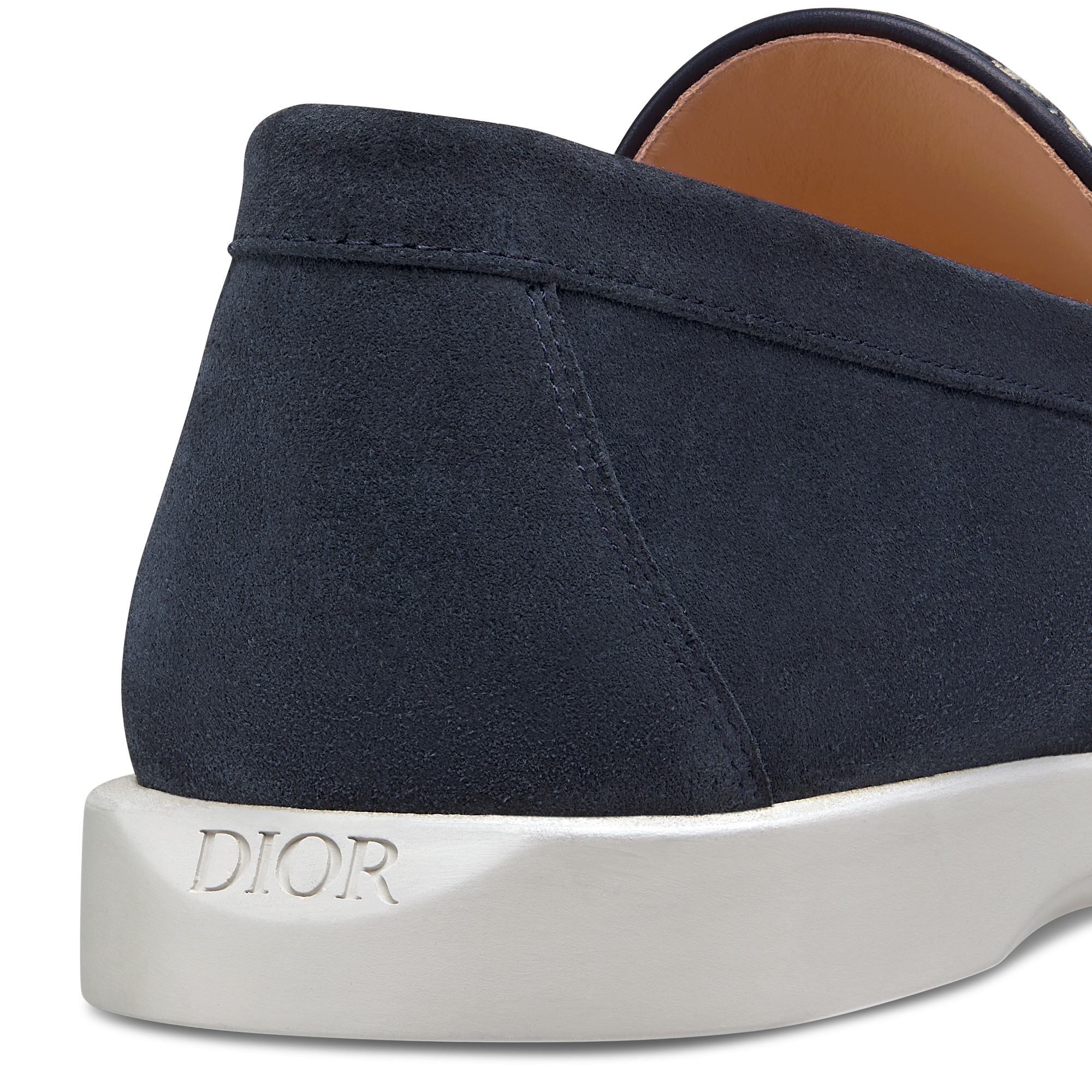 Dior Granville Loafer Navy Blue Suede with Beige and Black Dior Oblique Jacquard E09