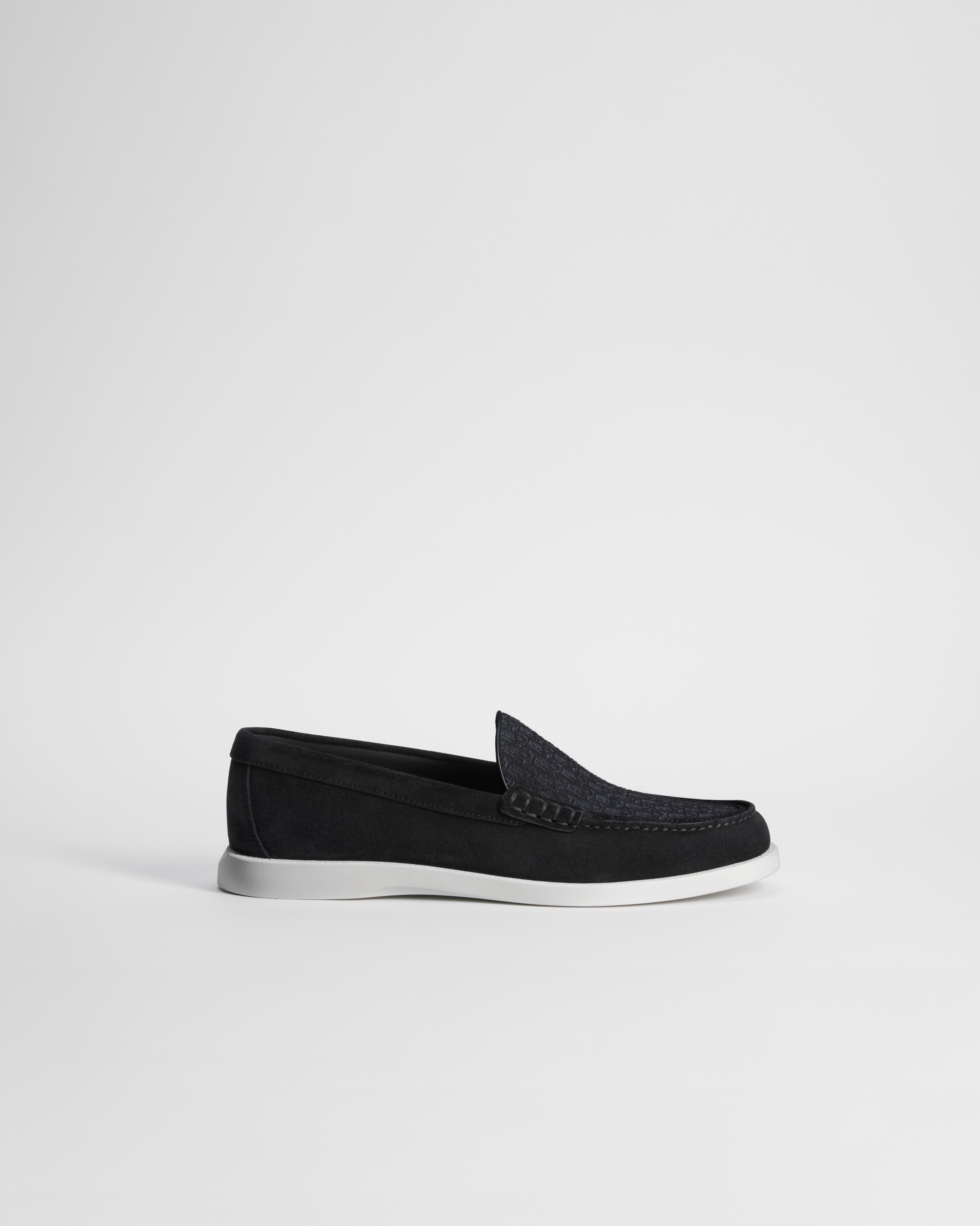 Dior Granville Loafer Veloursleder und Dior Oblique Jacquard in Schwarz E02