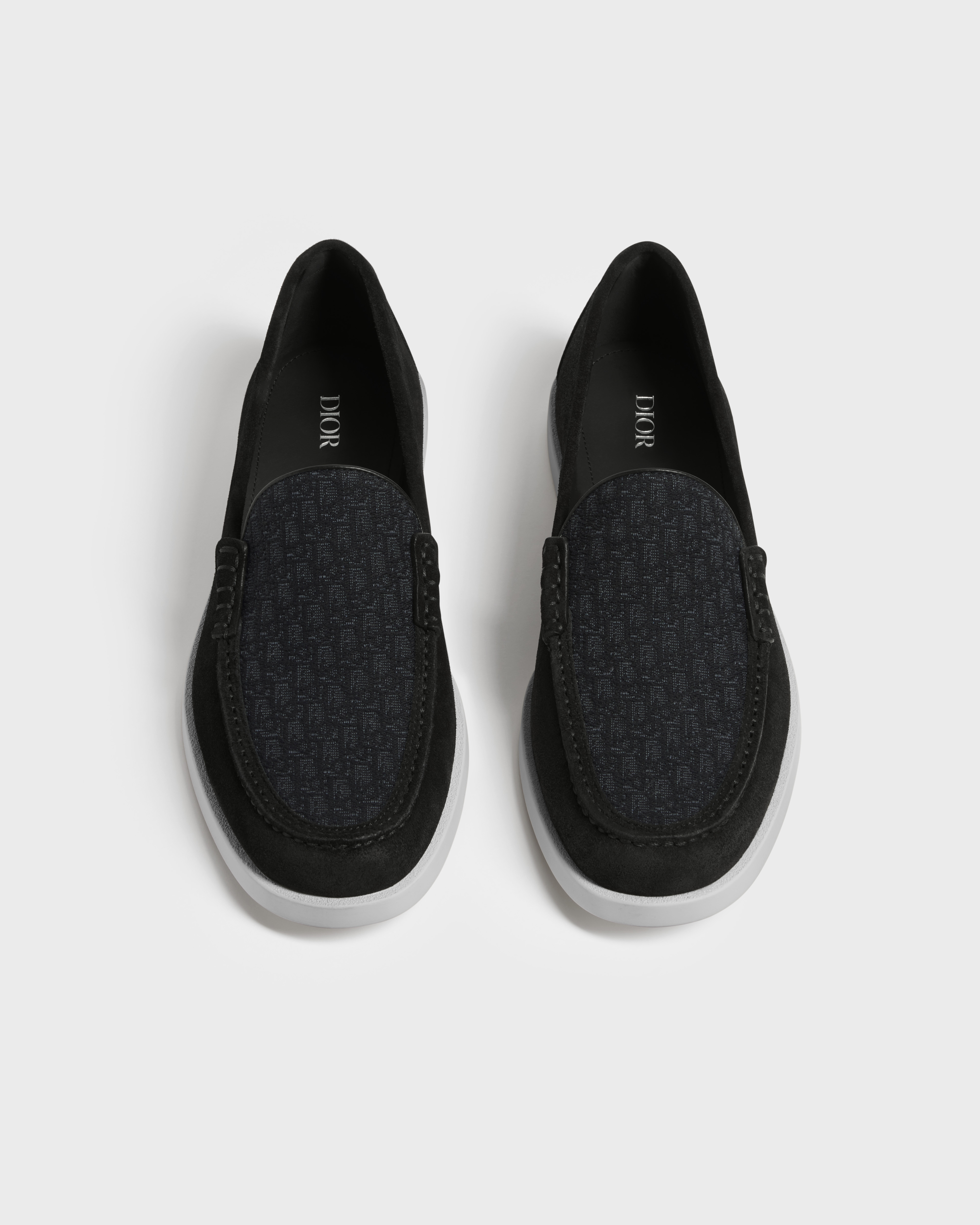 Dior Granville Loafer Veloursleder und Dior Oblique Jacquard in Schwarz E06