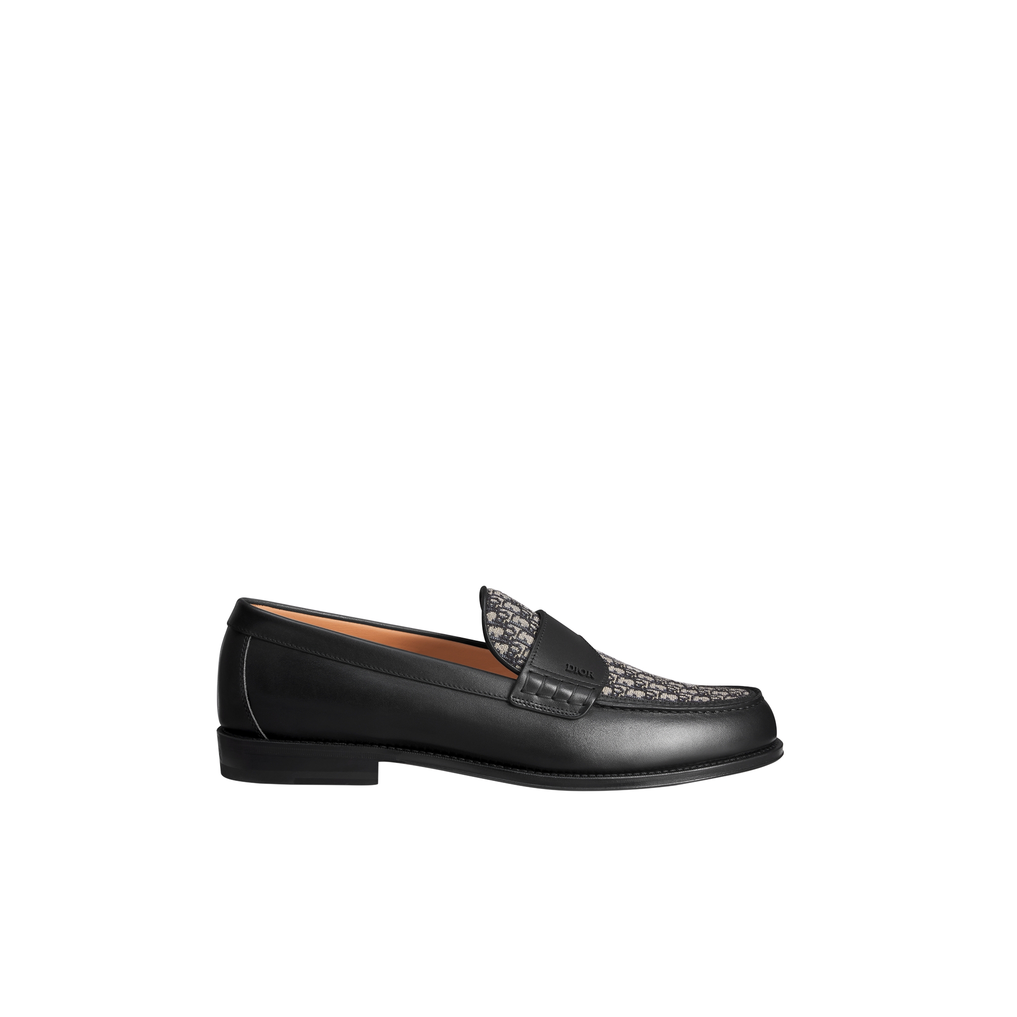 Dior Granville Loafer Black Smooth Calfskin with Beige and Black Dior Oblique Jacquard E02