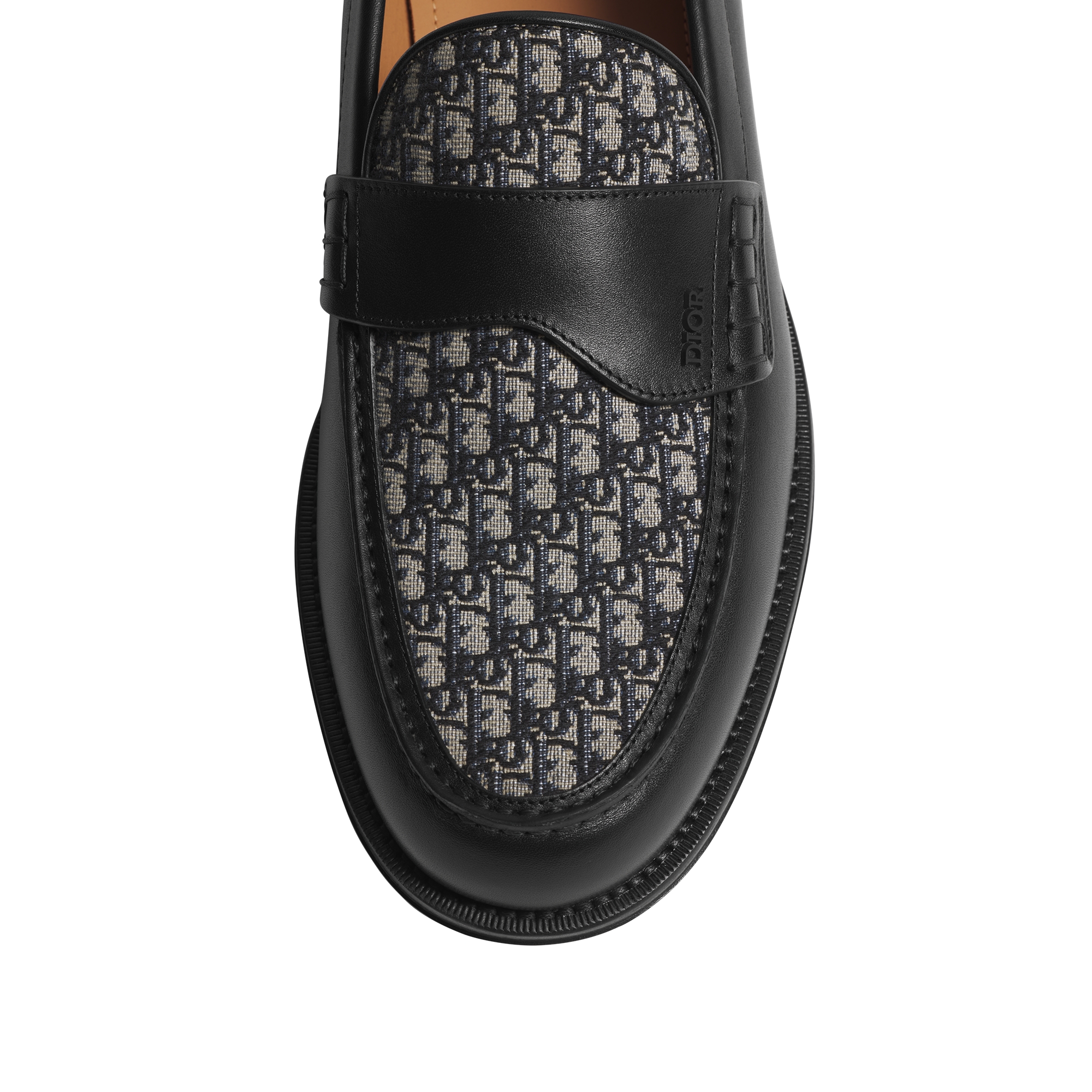 Dior Granville Loafer Black Smooth Calfskin with Beige and Black Dior Oblique Jacquard E09
