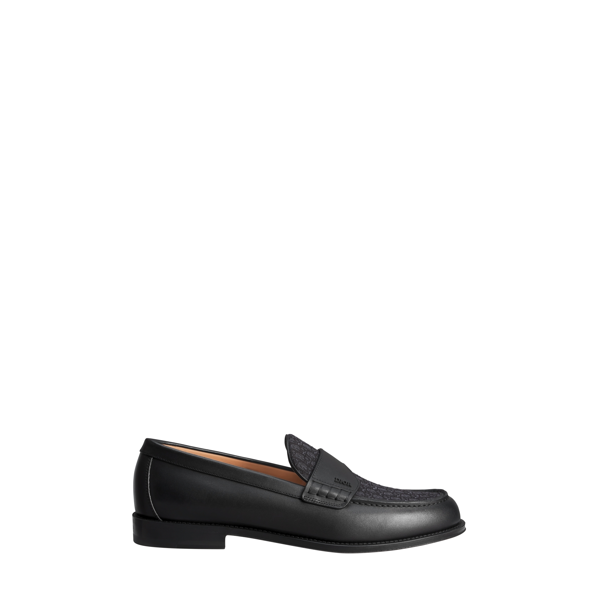 Dior Granville Loafer Black Smooth Calfskin and Black Dior Oblique Jacquard E02