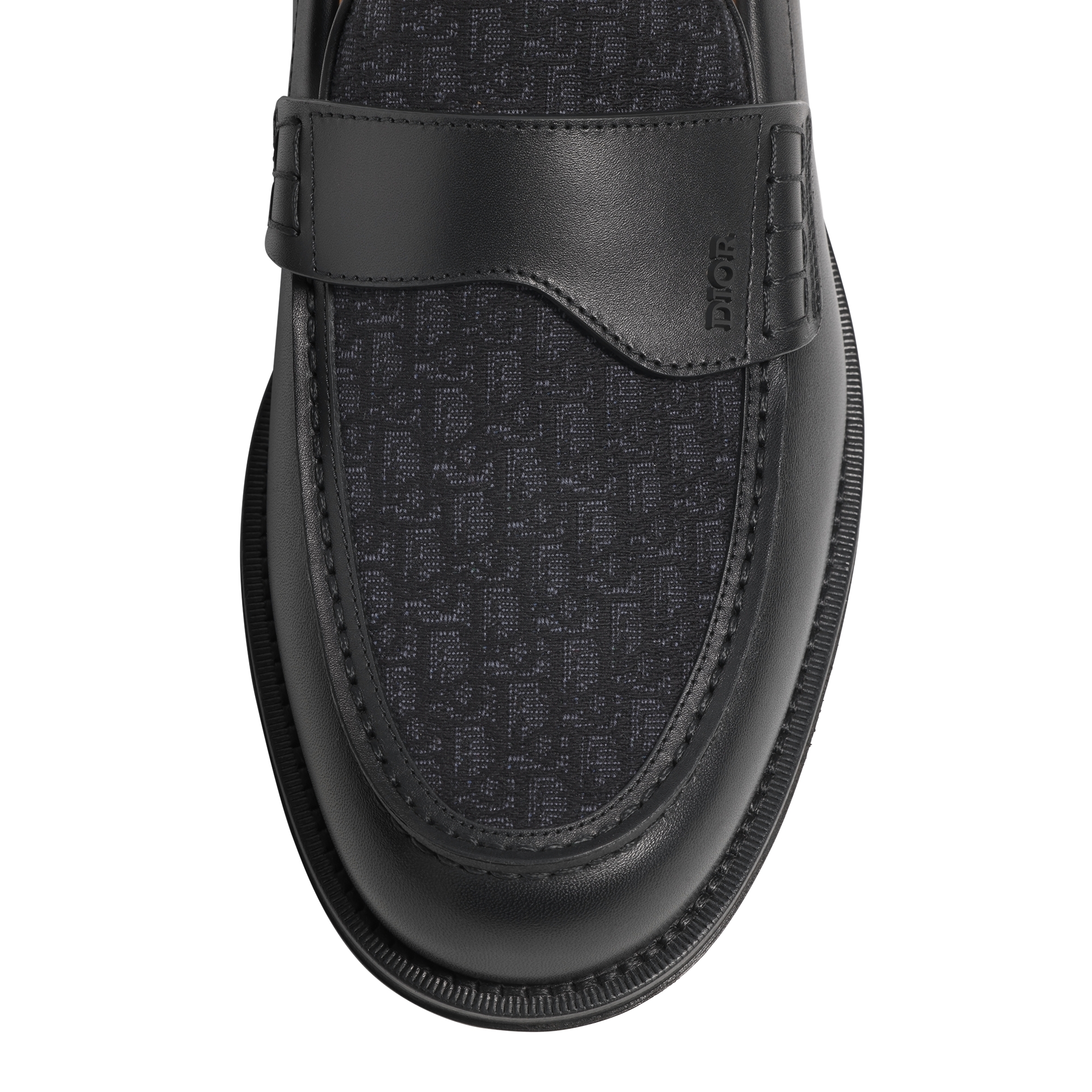 Dior Granville Loafer Black Smooth Calfskin and Black Dior Oblique Jacquard E09