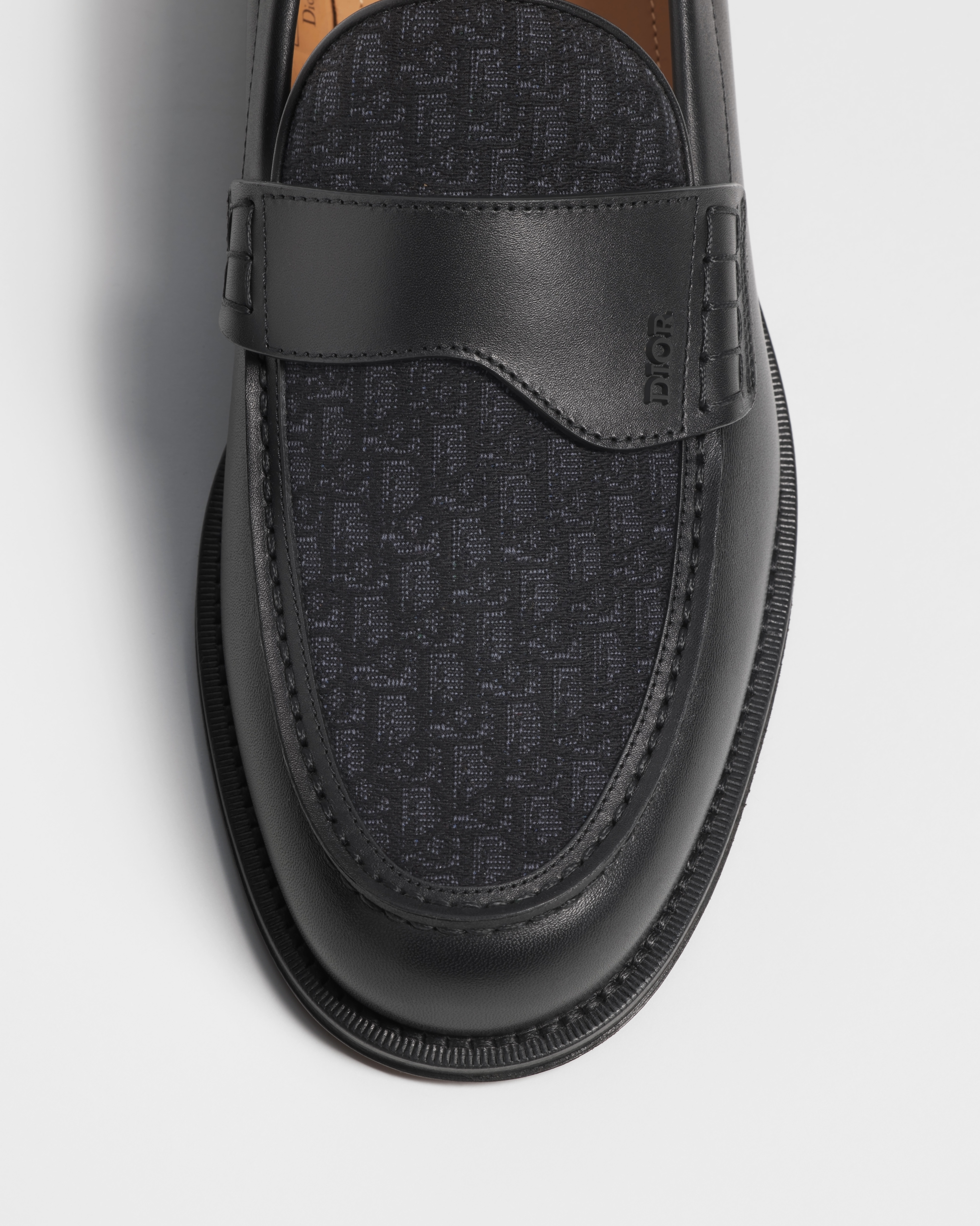 Dior Granville Loafer Black Smooth Calfskin and Black Dior Oblique Jacquard E09