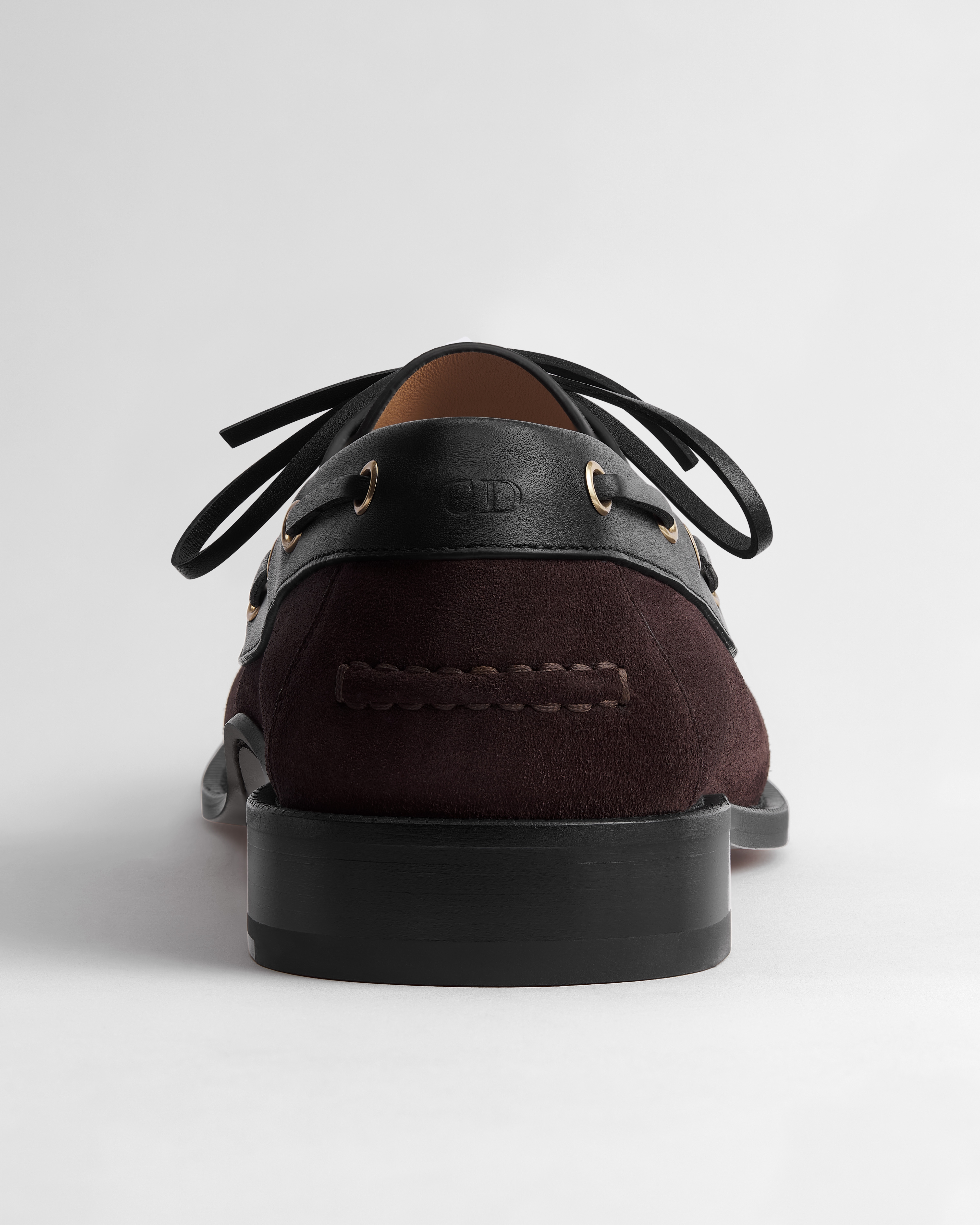 Dior Archie 帆船鞋 深棕色麂皮和黑色光滑小牛皮 E08