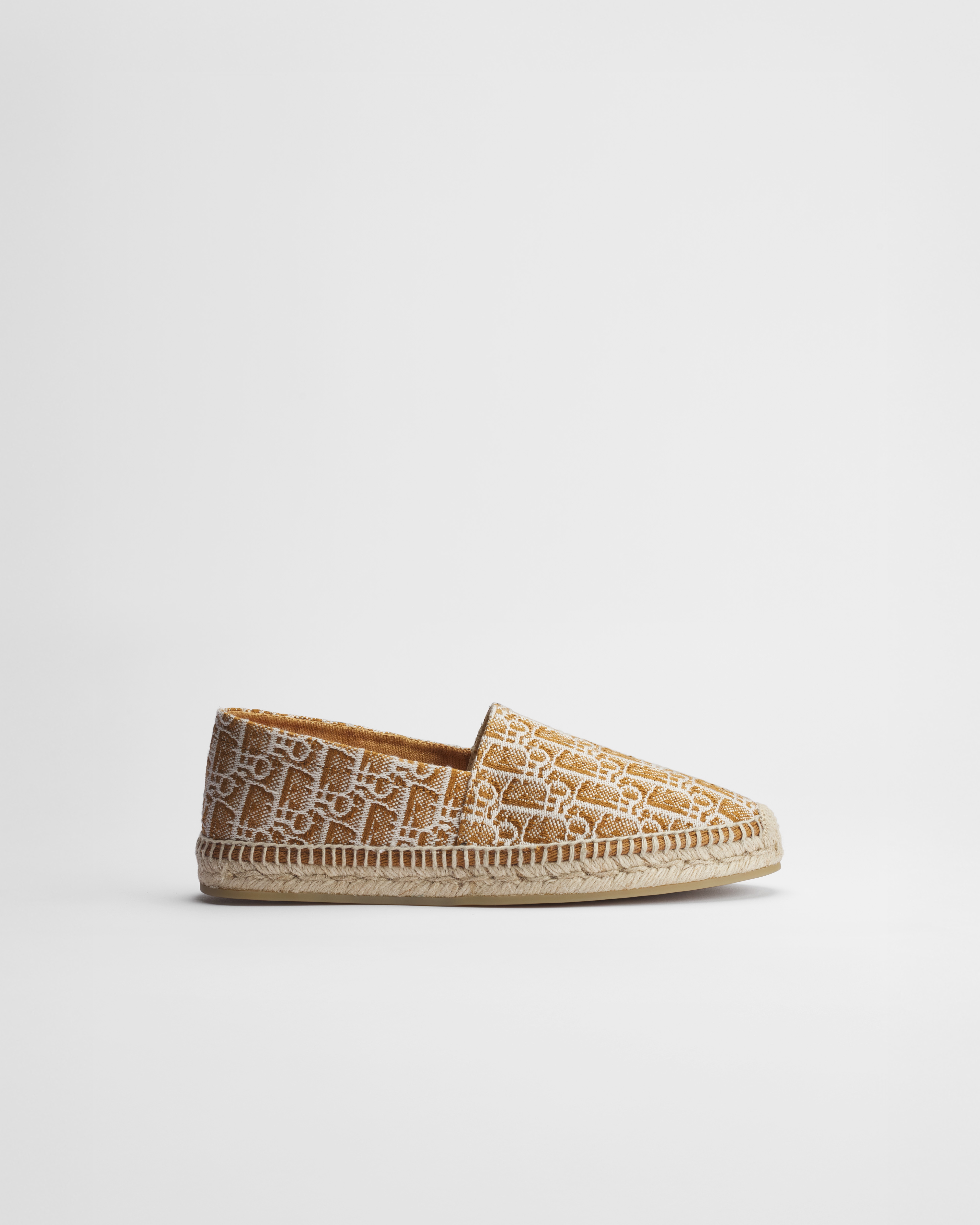 Dior Siroco Espadrille Cognac Brown and White Dior Oblique Canvas E02
