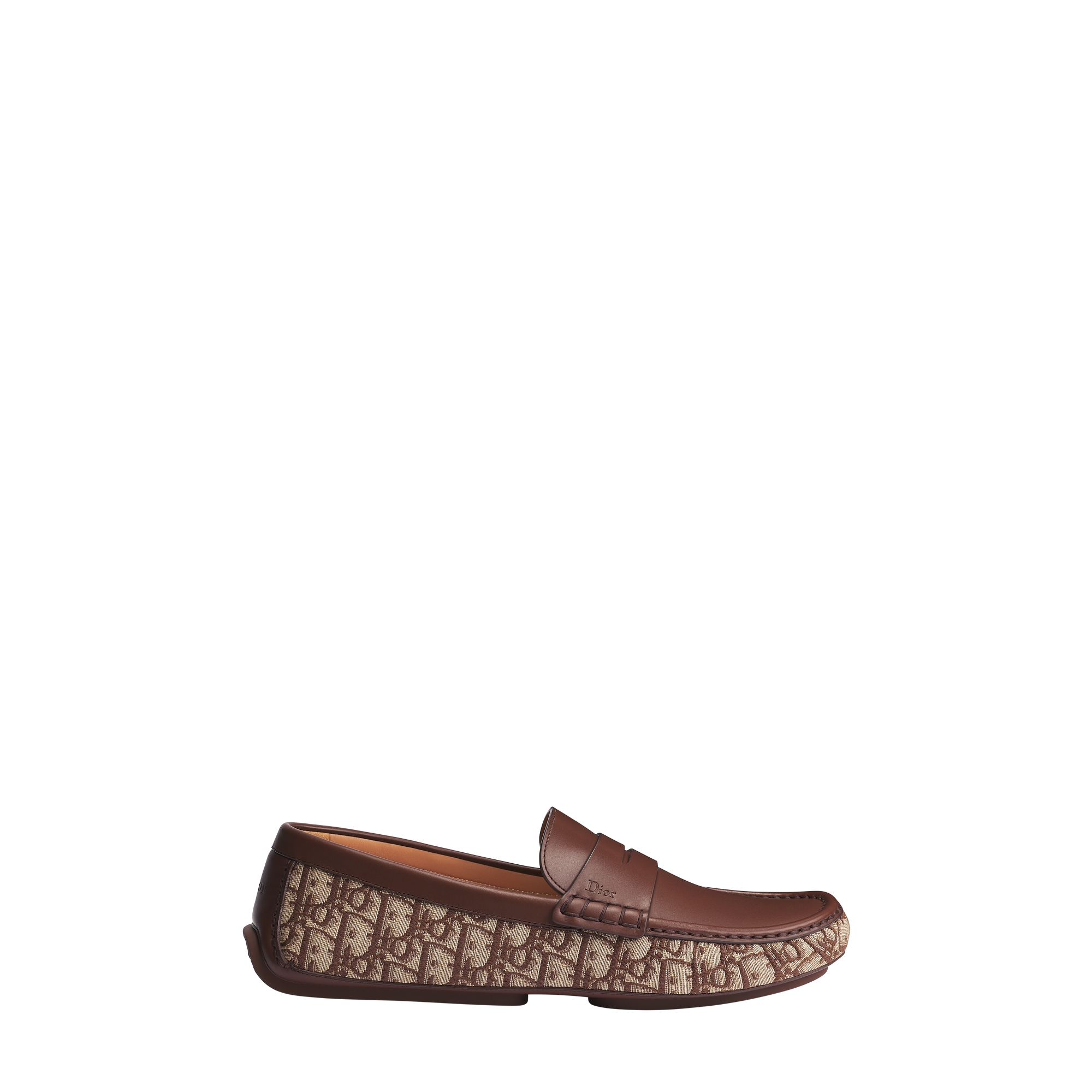 Dior Roadie Loafer Brown Smooth Calfskin and Brown Dior Oblique Jacquard E02
