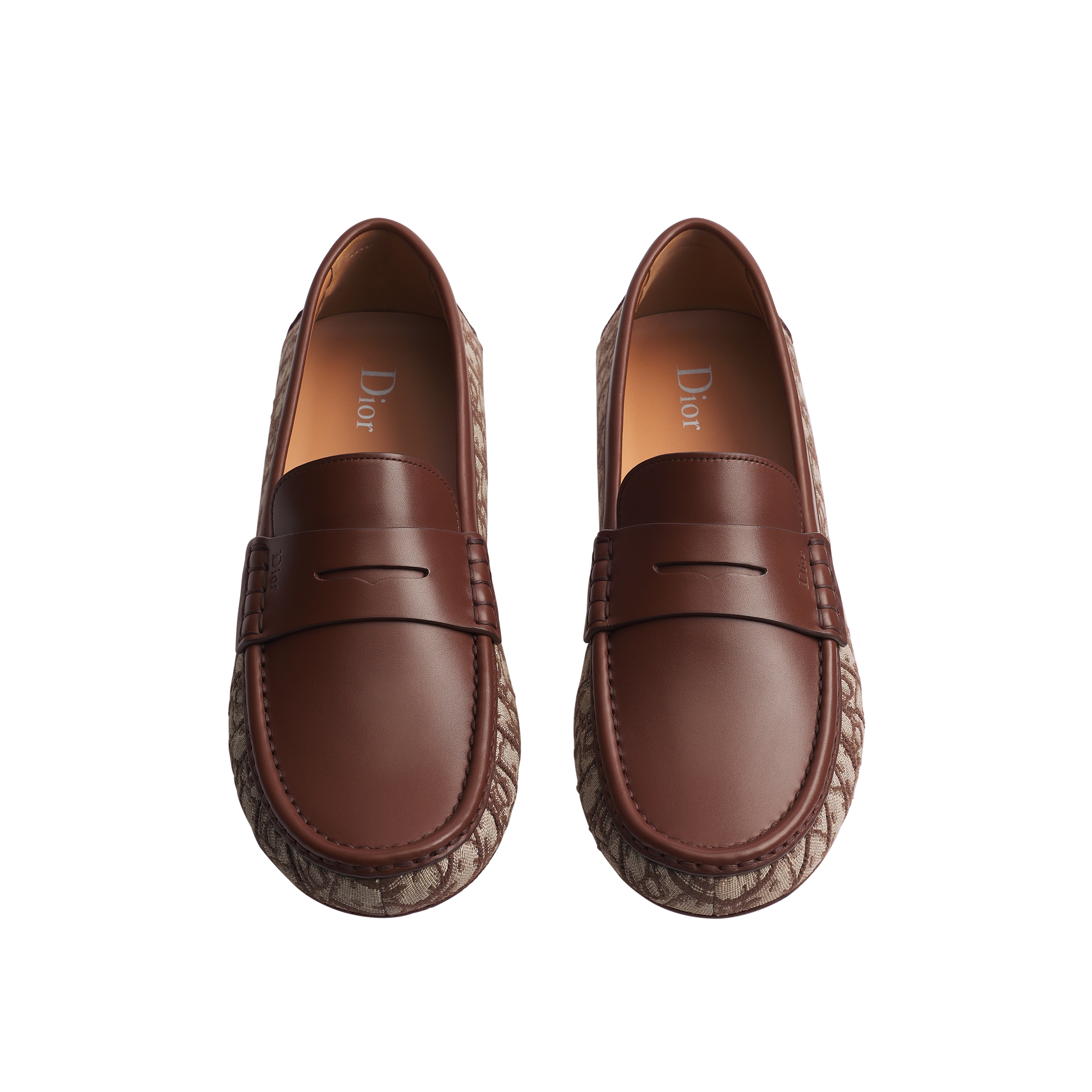 Dior Roadie Loafer Brown Smooth Calfskin and Brown Dior Oblique Jacquard E06