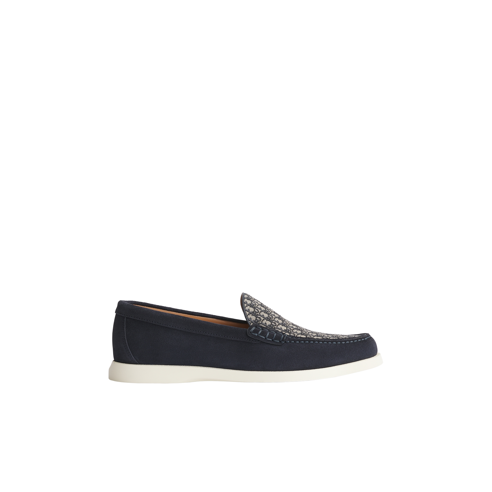  Couro de vitelo acamurçado azul-marinho com jacquard Dior Oblique bege e preto