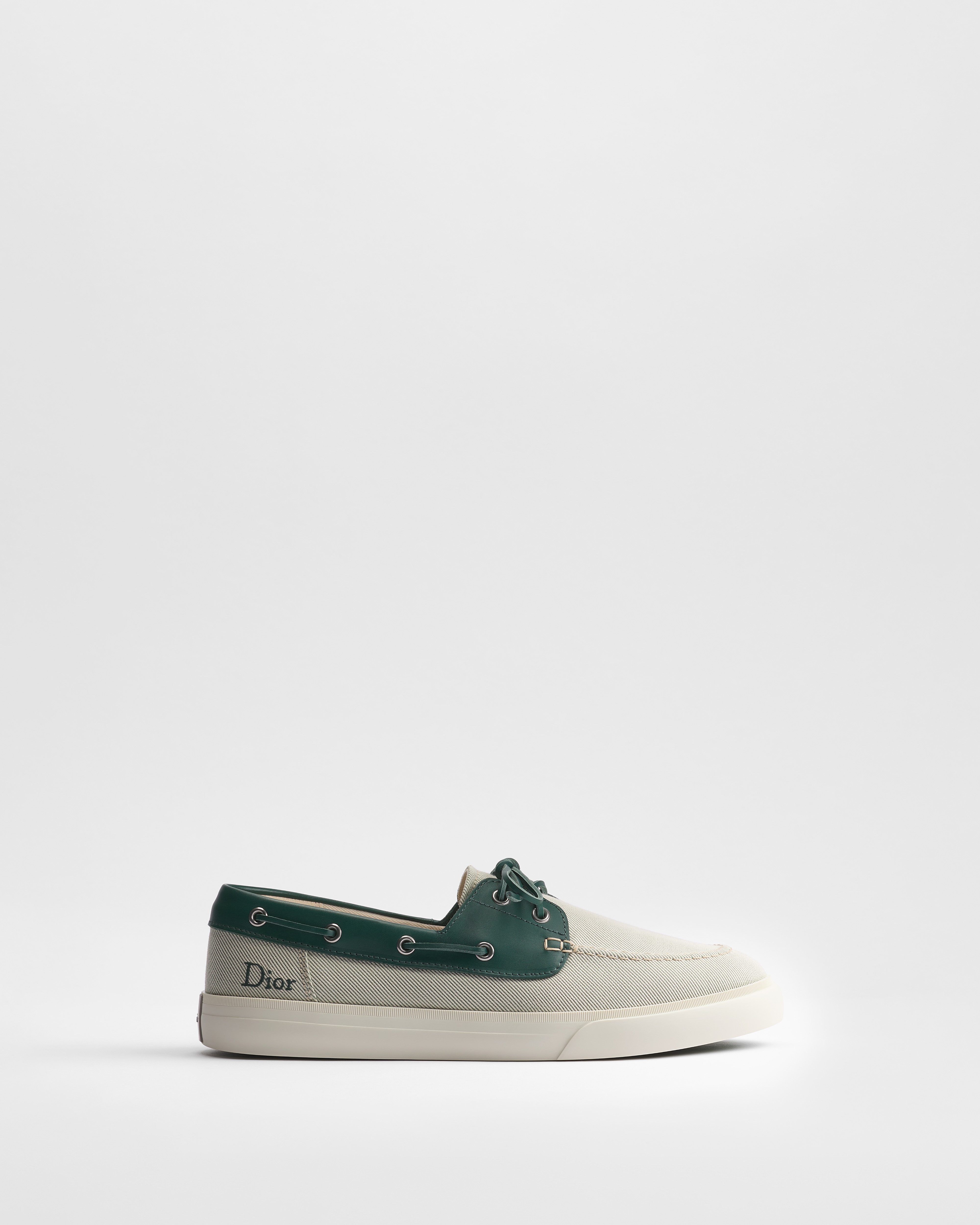 Dioriviera Dior Chester Boat Shoe Green Cotton Canvas and Green Smooth Calfskin E02