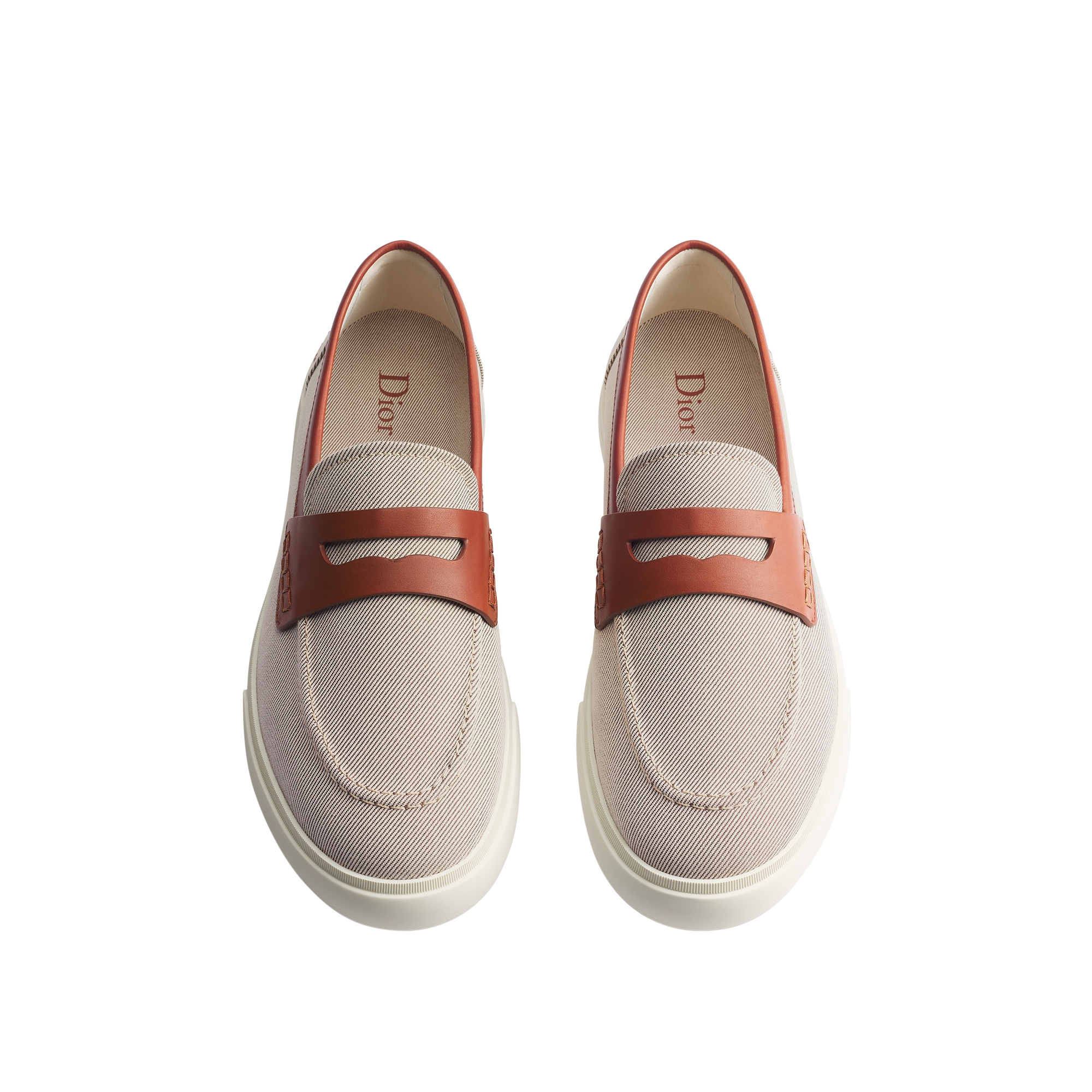 Dioriviera Dior Chester Loafer Beige Cotton Canvas and Brown Smooth Calfskin E06