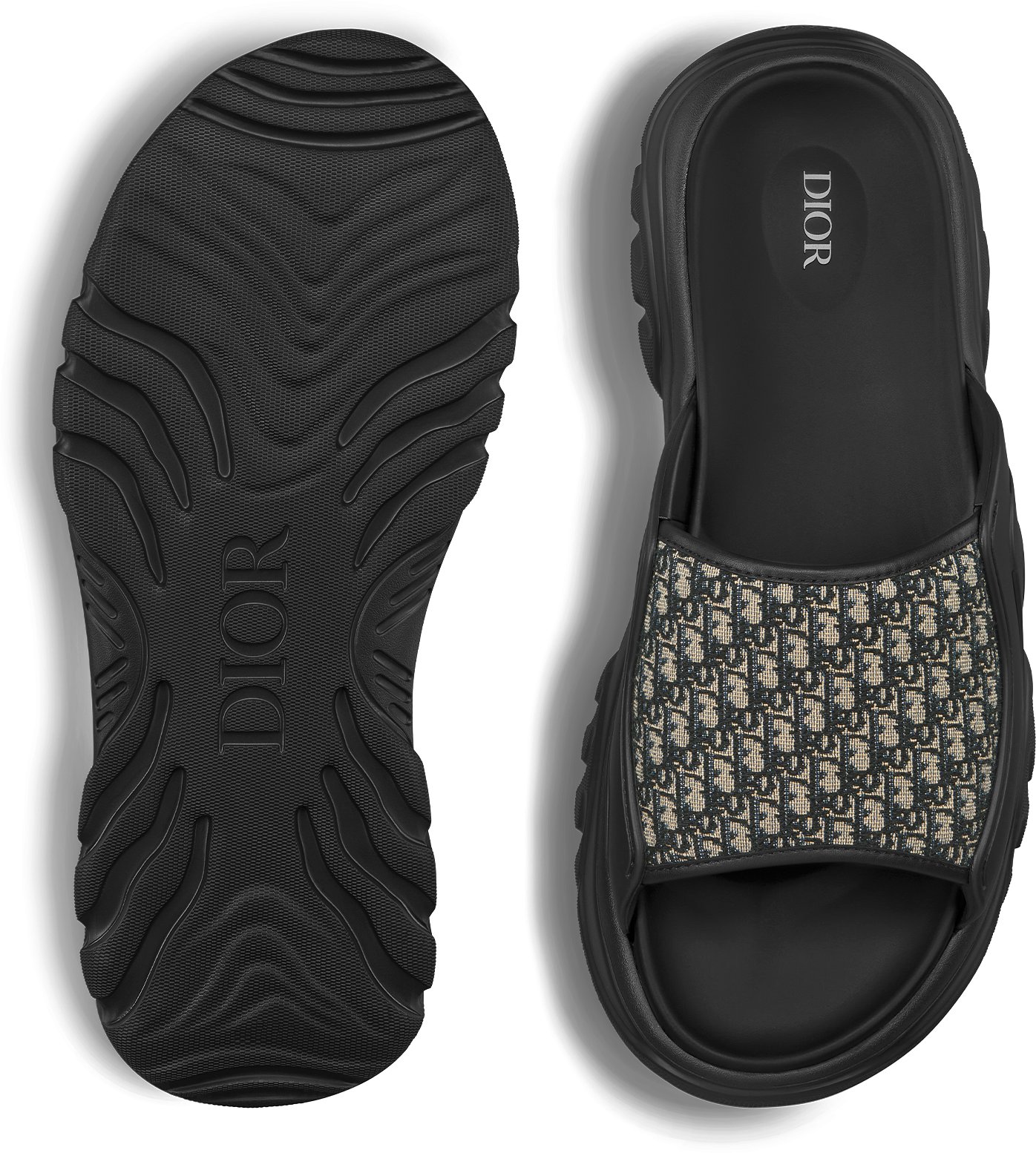 【通販 人気】 Dior H-Town Sandal Black Rubber with Beige and Black Dior 靴