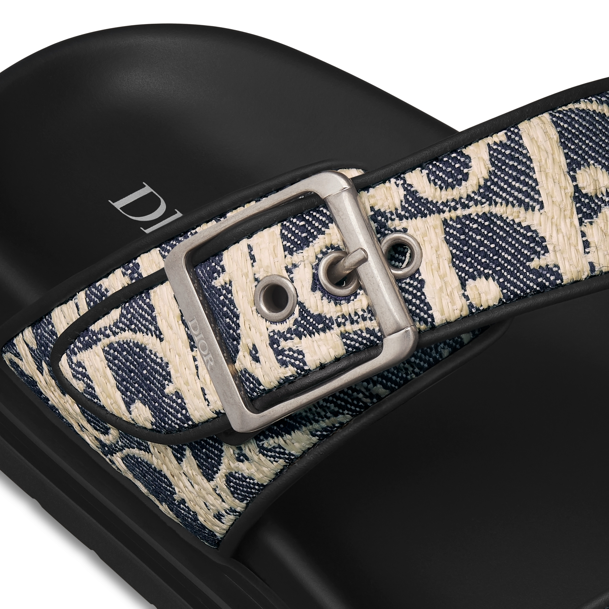 Dior Aqua Sandal Blue and Beige Raffia-Effect Dior Oblique Denim E09