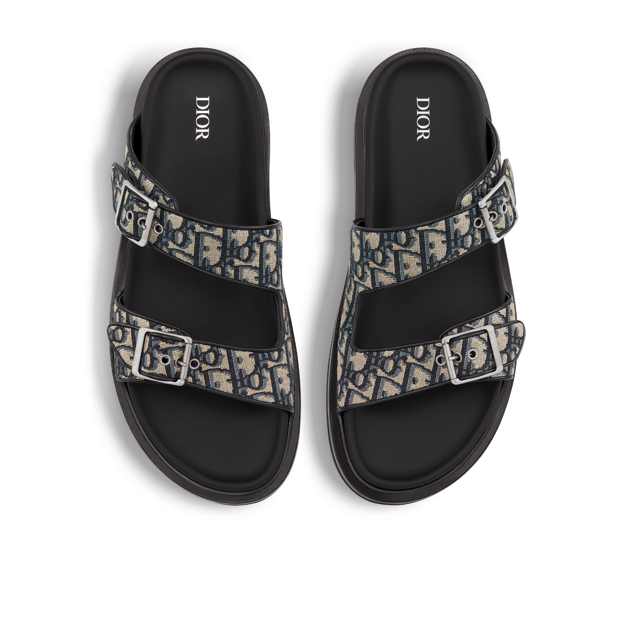 Sandalia Dior Aqua Dior Oblique en jacquard beige y negro E06
