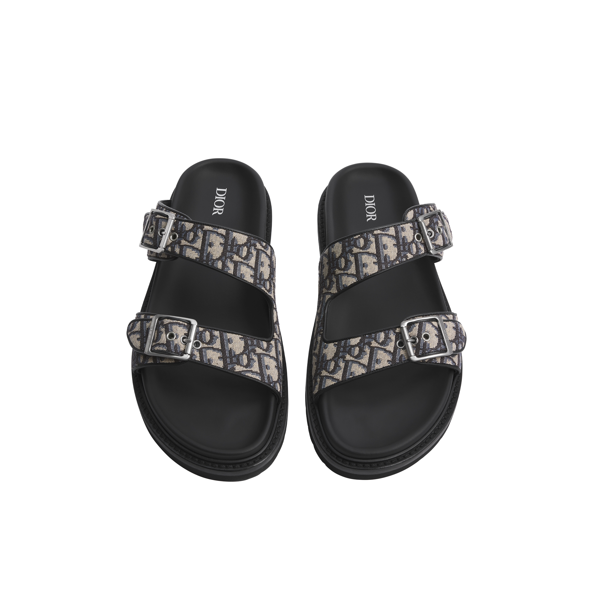 Dior Aqua Sandal Beige and Black Dior Oblique Jacquard E06