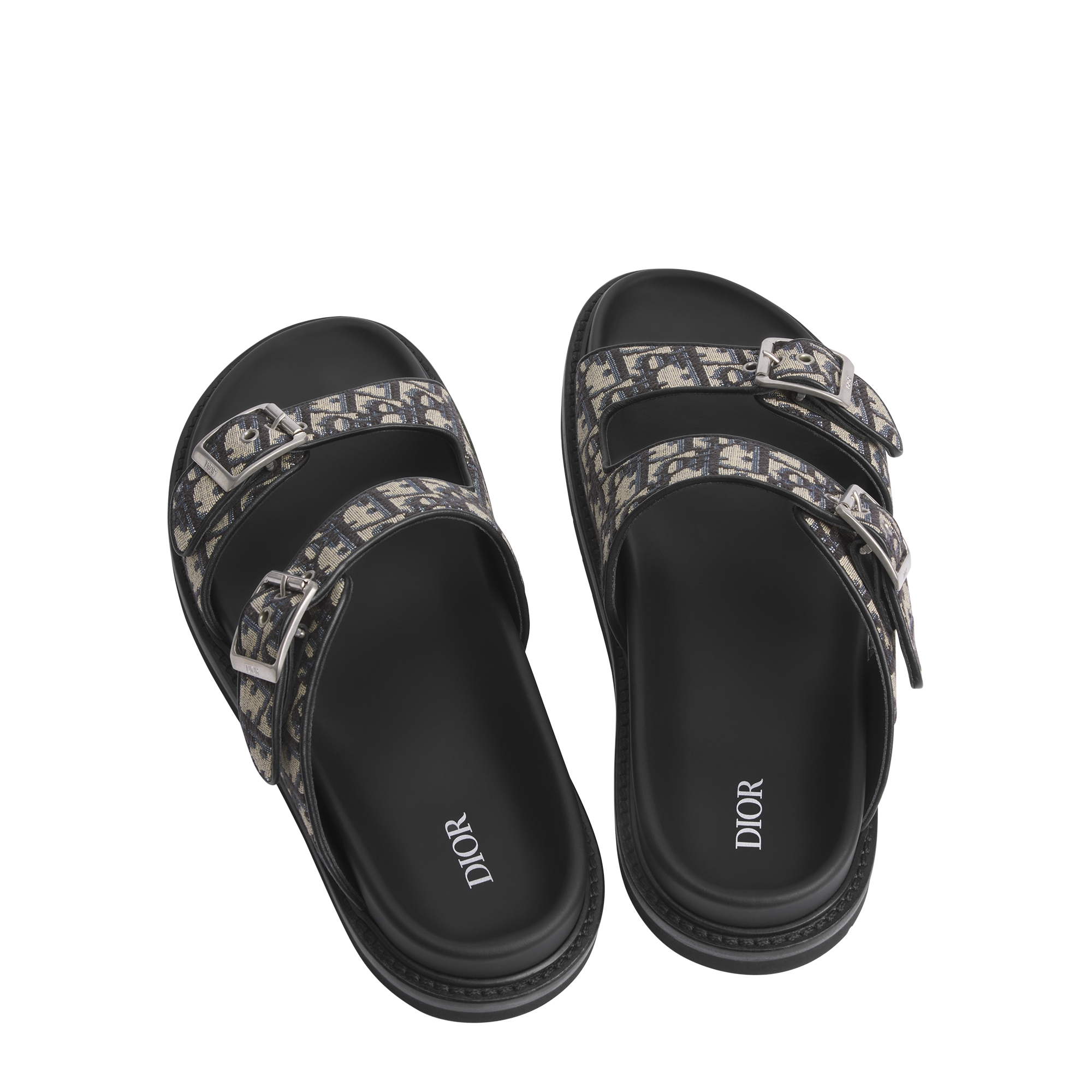 Dior Aqua Sandal Beige and Black Dior Oblique Jacquard E10