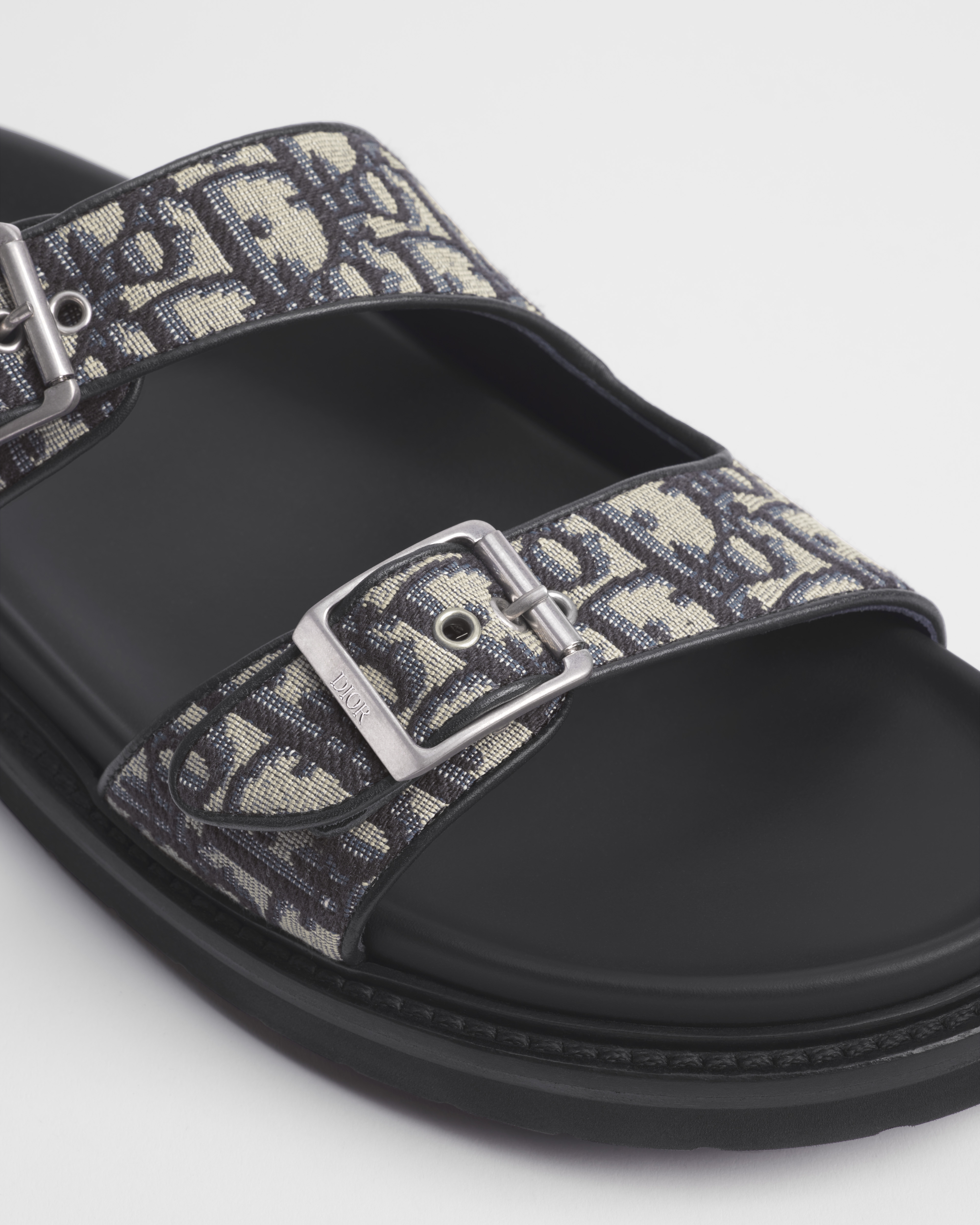 Dior Aqua Sandal Beige and Black Dior Oblique Jacquard E09