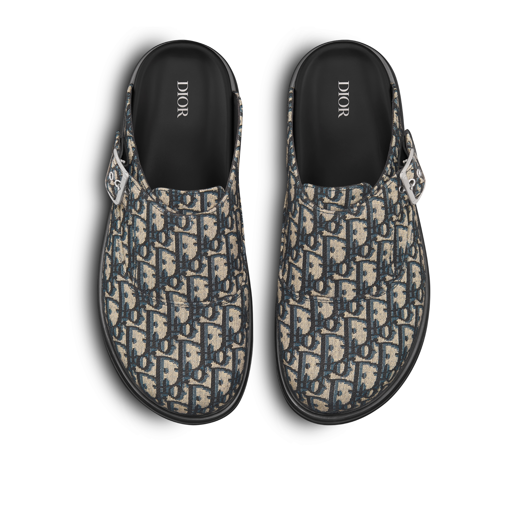 Mule Dior Aqua Toile jacquard Dior Oblique beige et noir E06