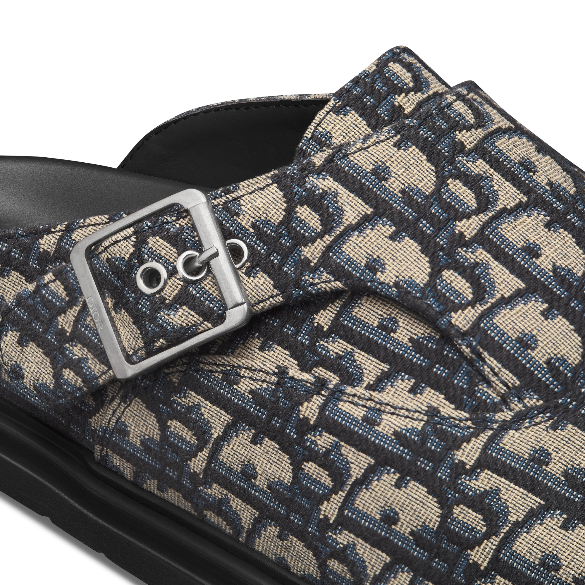 Mule Dior Aqua Toile jacquard Dior Oblique beige et noir E09
