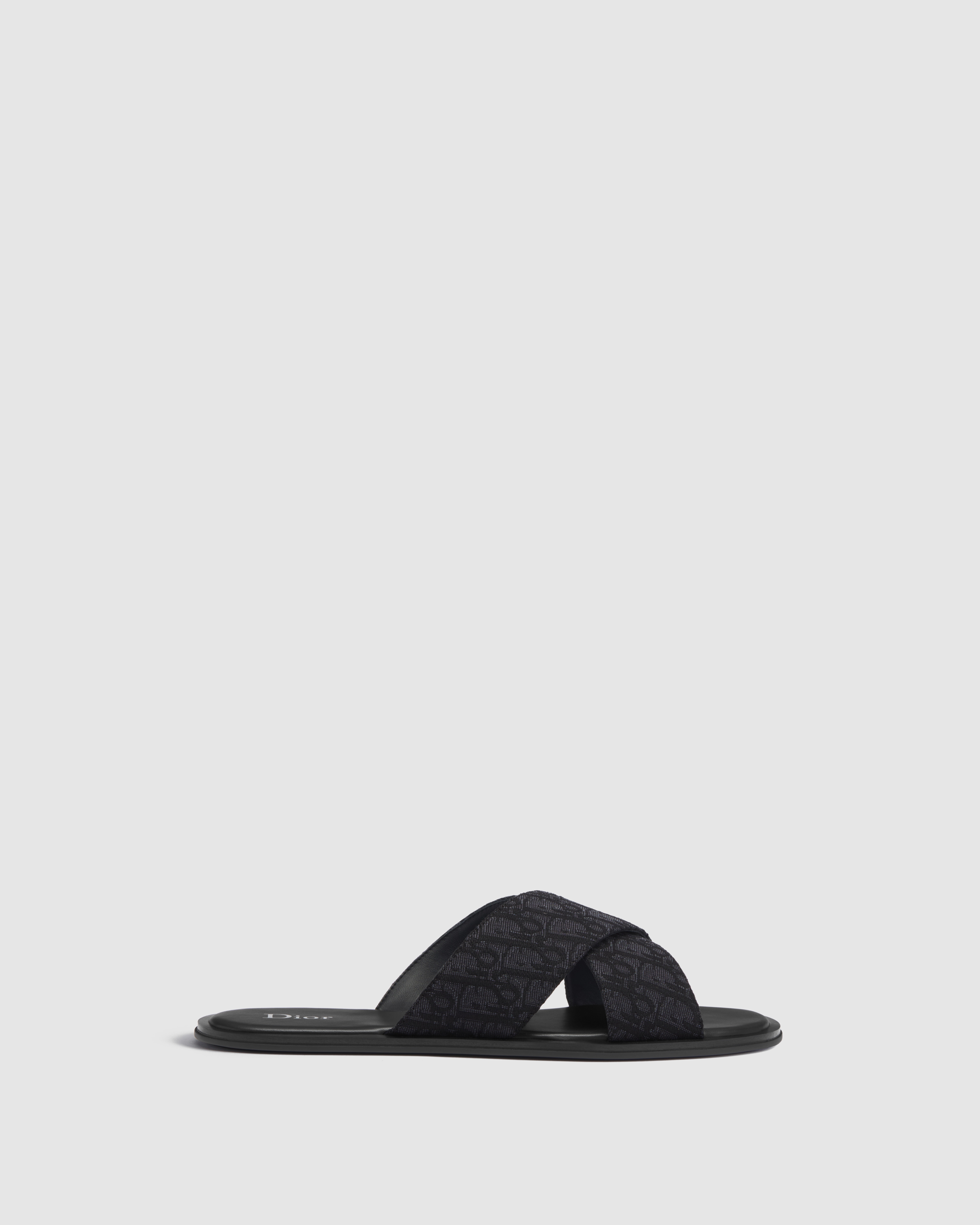Sandale Dior Rivage Toile jacquard Dior Oblique noir E02