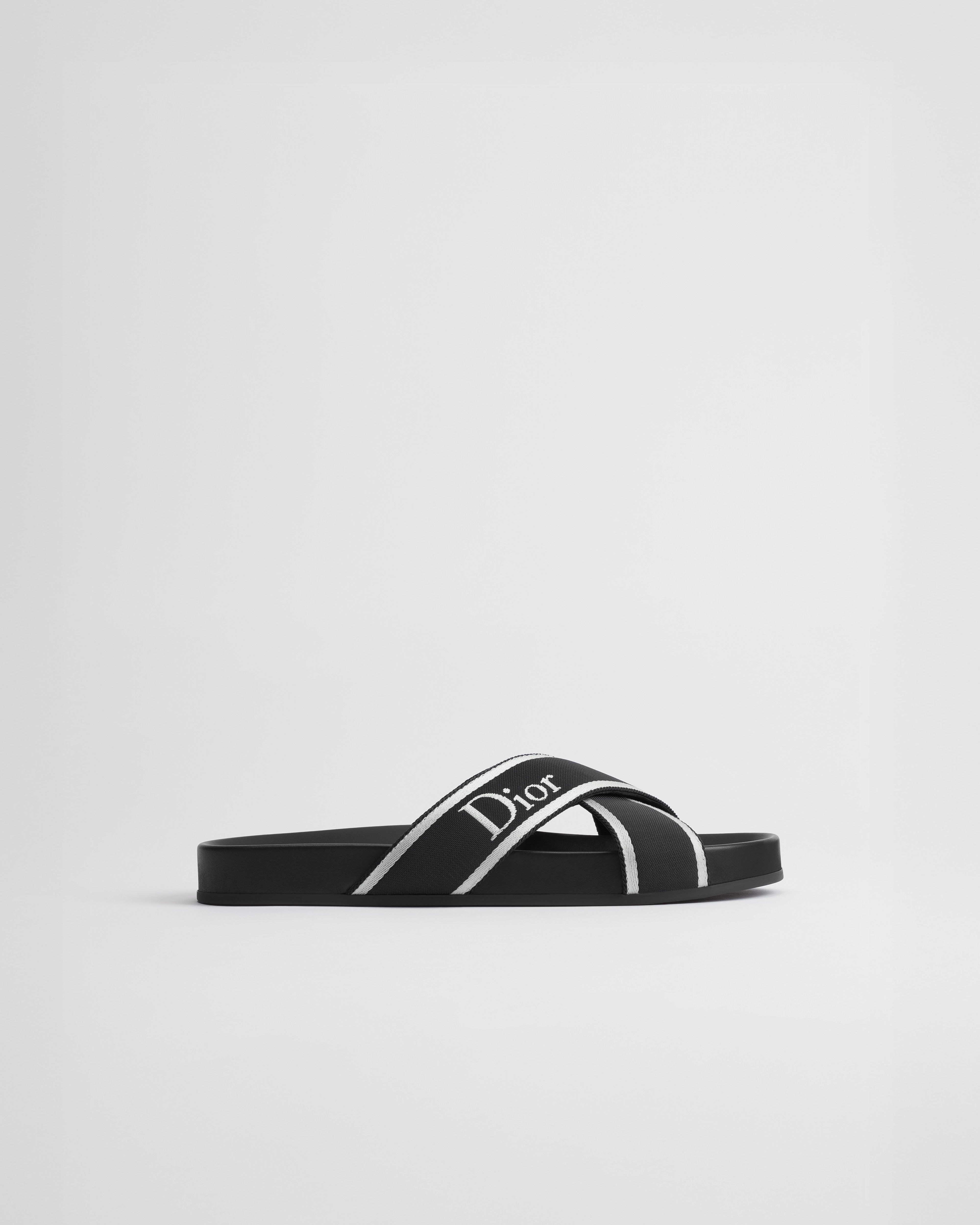 Dioriviera Dior Aqua Sandal Black and White Technical Fabric E02