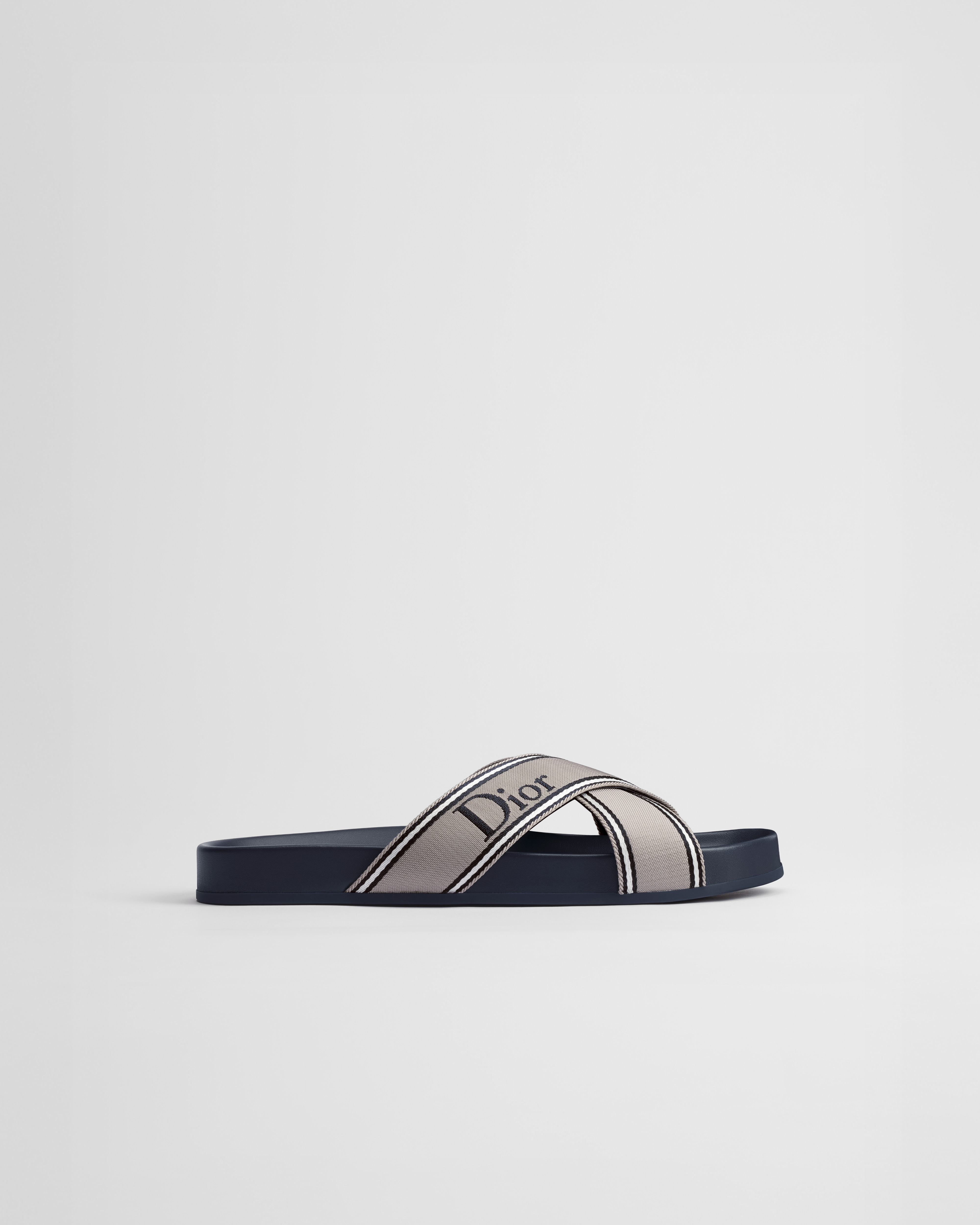 Dioriviera Dior Aqua Sandal Gray and Navy Blue Technical Fabric E02