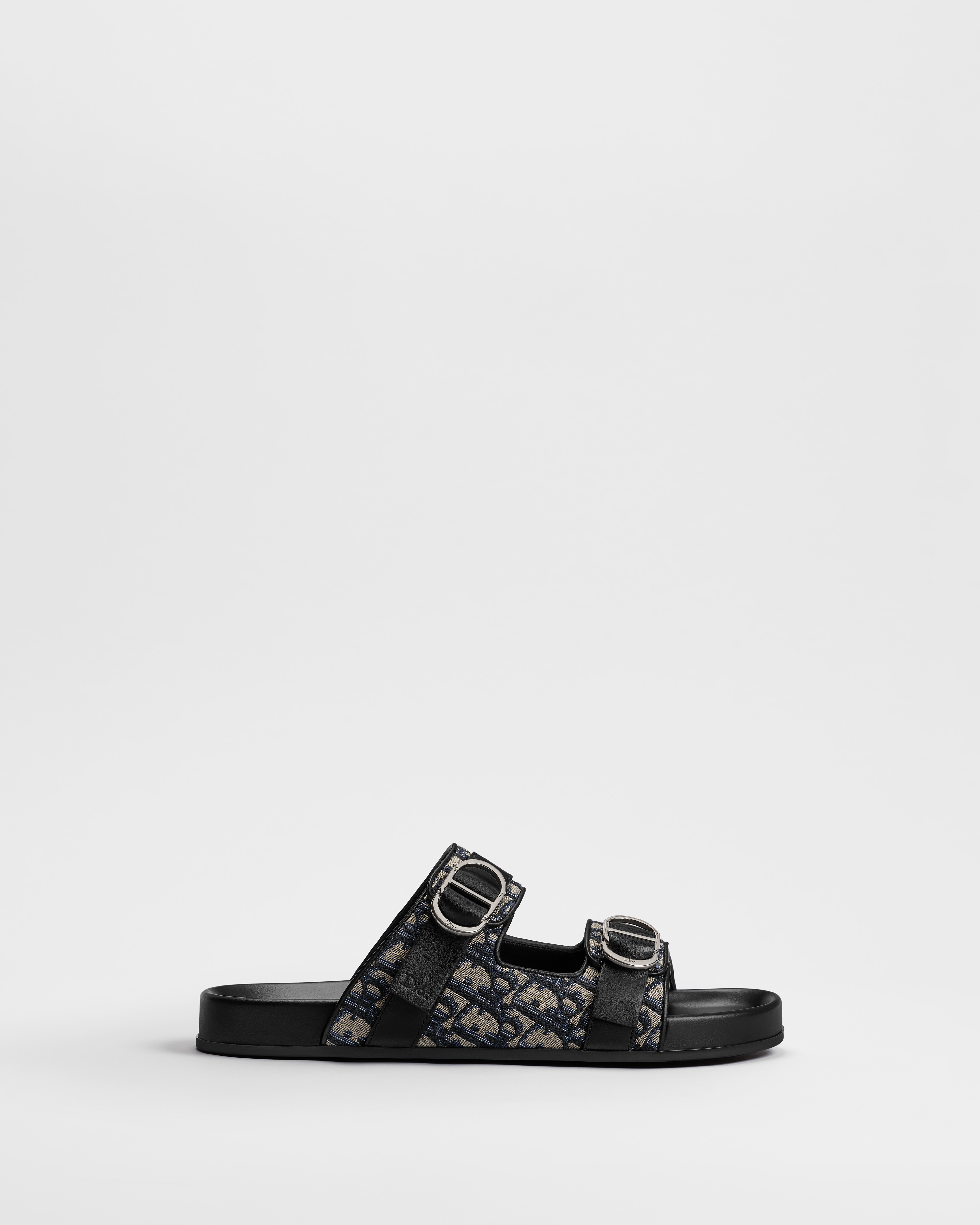 Dior Aqua Sandal Beige and Black Dior Oblique Jacquard E02
