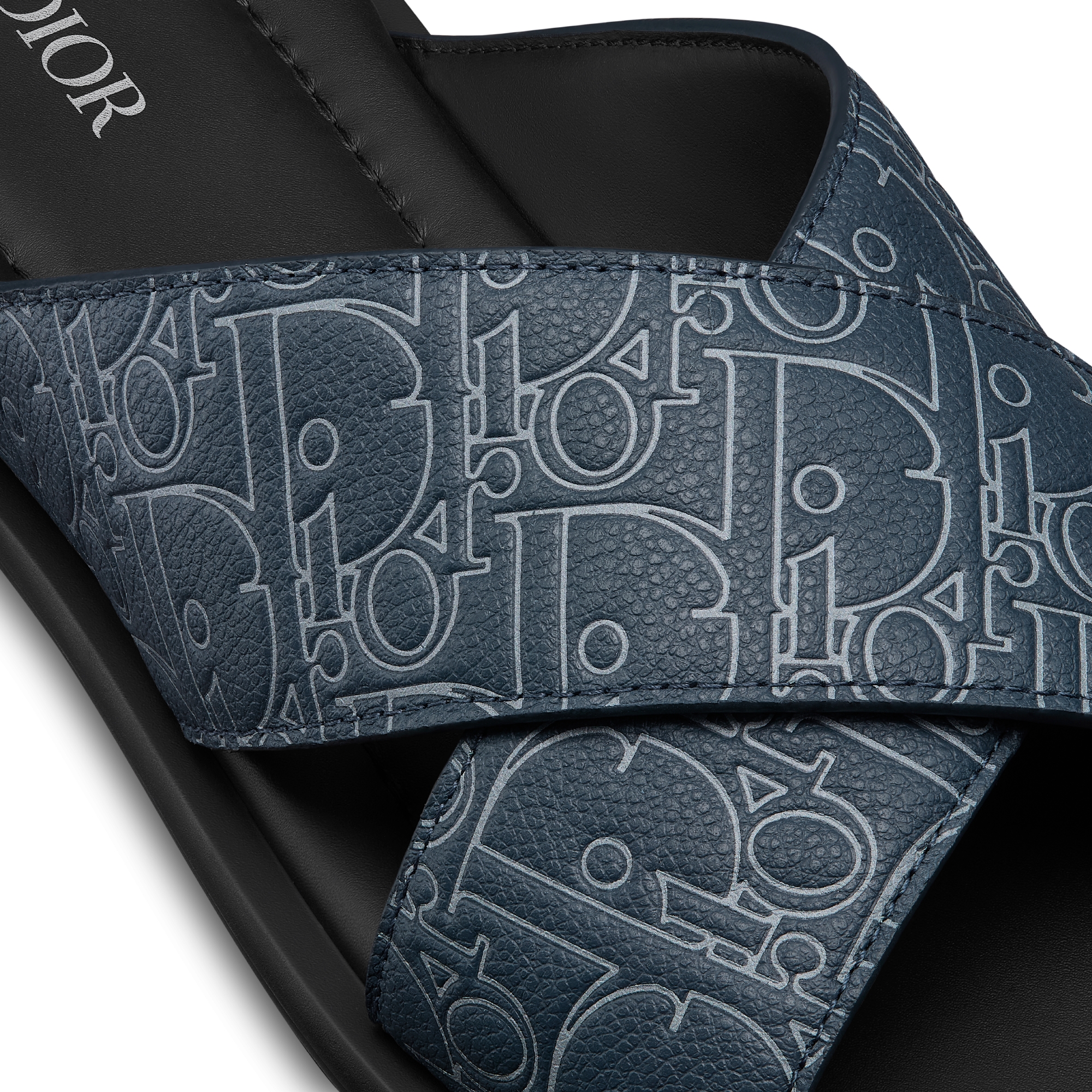 Dior Alias Sandal Navy Blue Dior Gravity Outline Leather E09