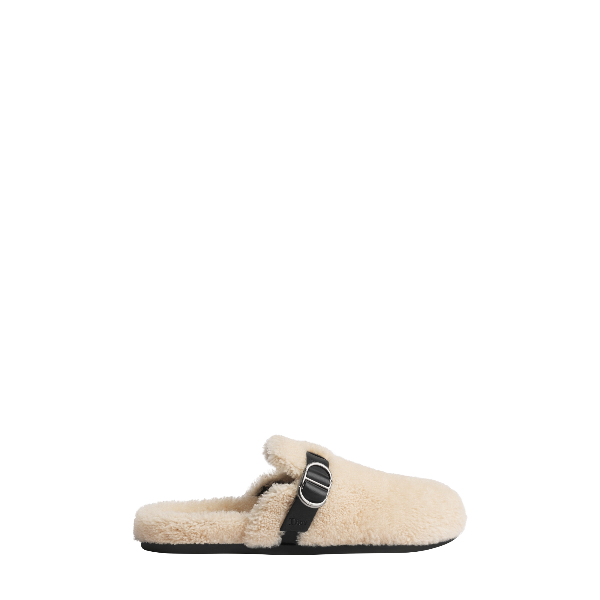 DiorAlps Dior Aqua Mule Cream Sheepskin Shearling and Black Smooth Calfskin E02