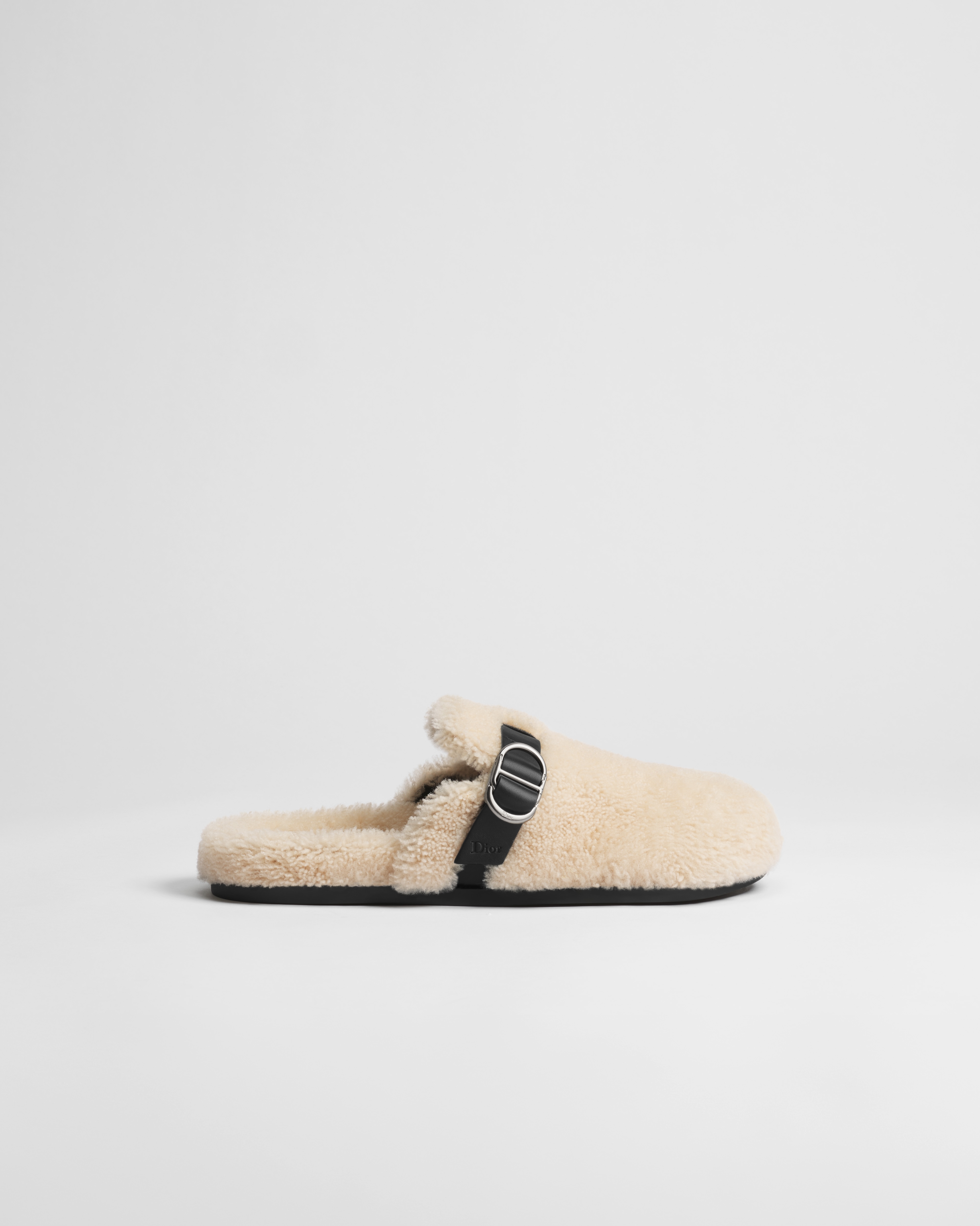 DiorAlps Dior Aqua Mule Cream Sheepskin Shearling and Black Smooth Calfskin E02