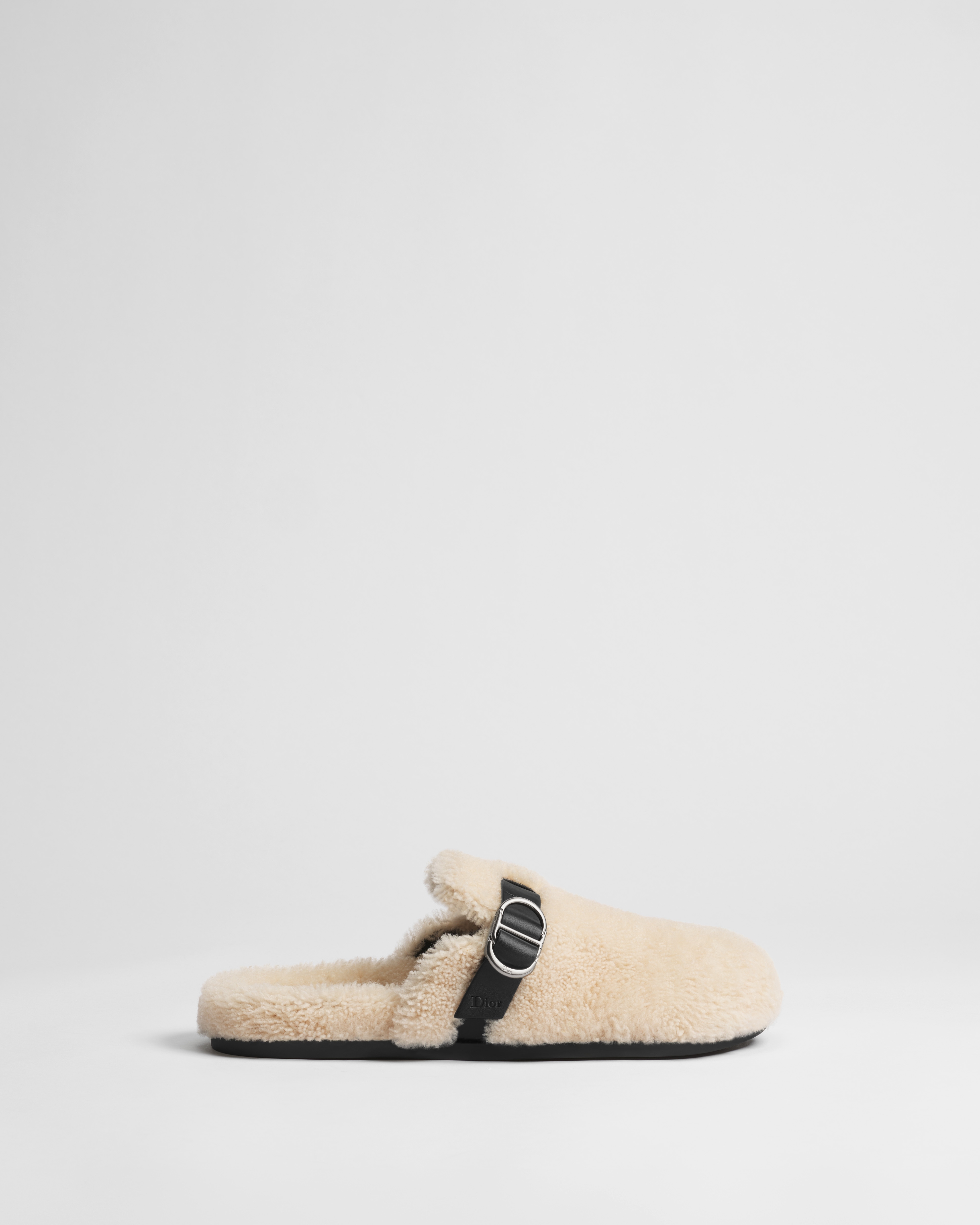 DiorAlps Dior Aqua Mule Cream Sheepskin Shearling and Black Smooth Calfskin E02