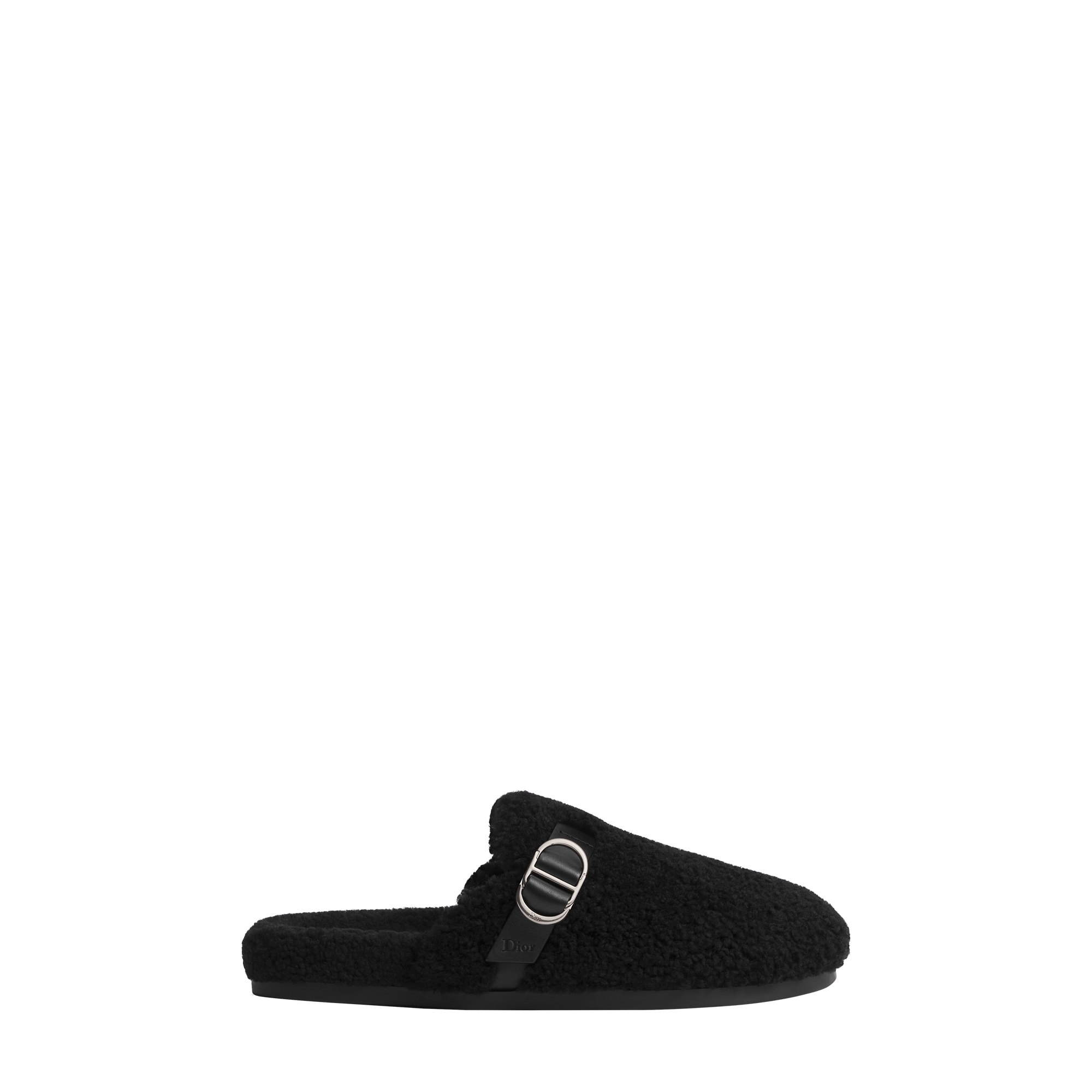 DiorAlps Dior Aqua Mule Black Sheepskin Shearling and Black Smooth Calfskin E02