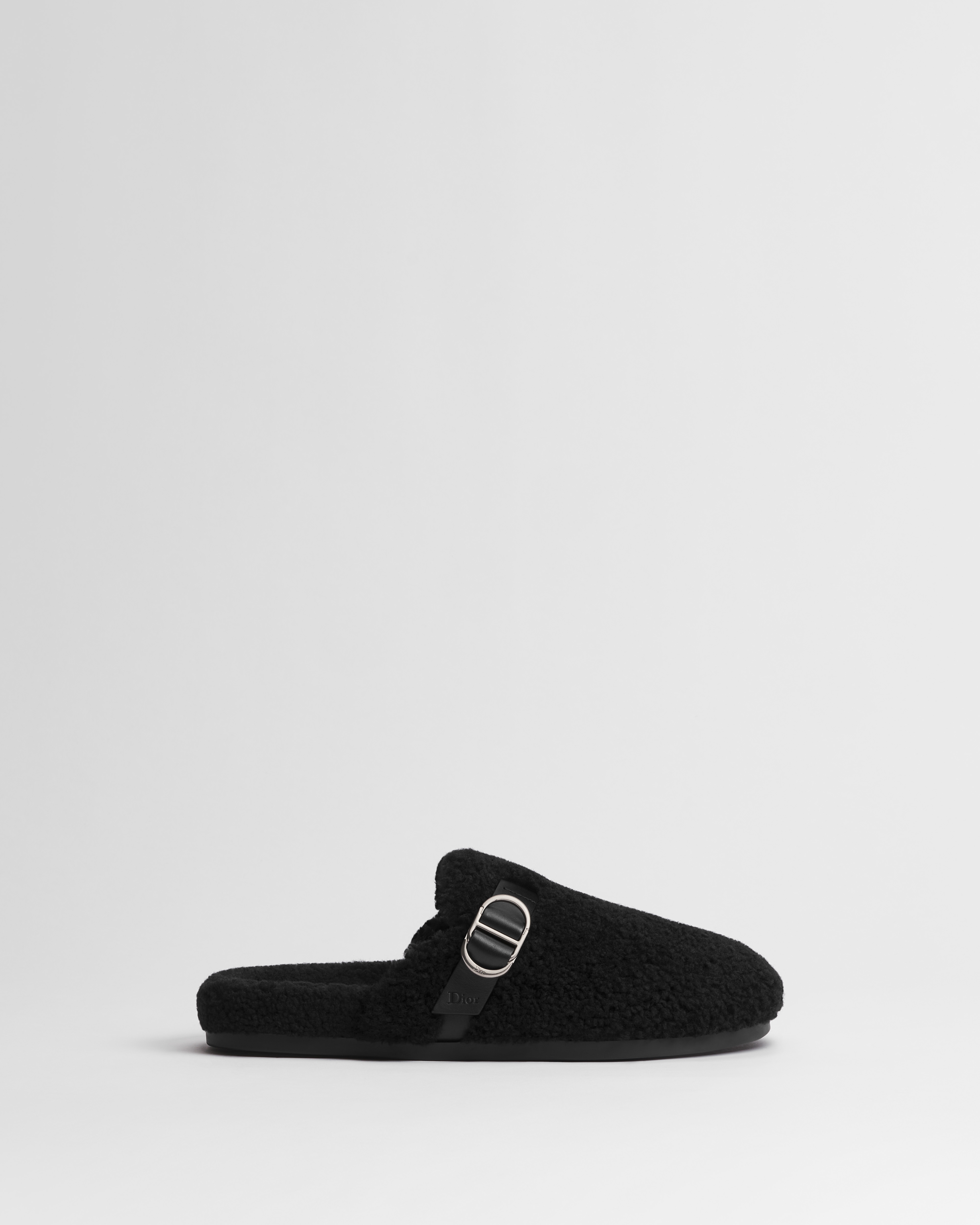 DiorAlps Dior Aqua Mule Black Sheepskin Shearling and Black Smooth Calfskin E02