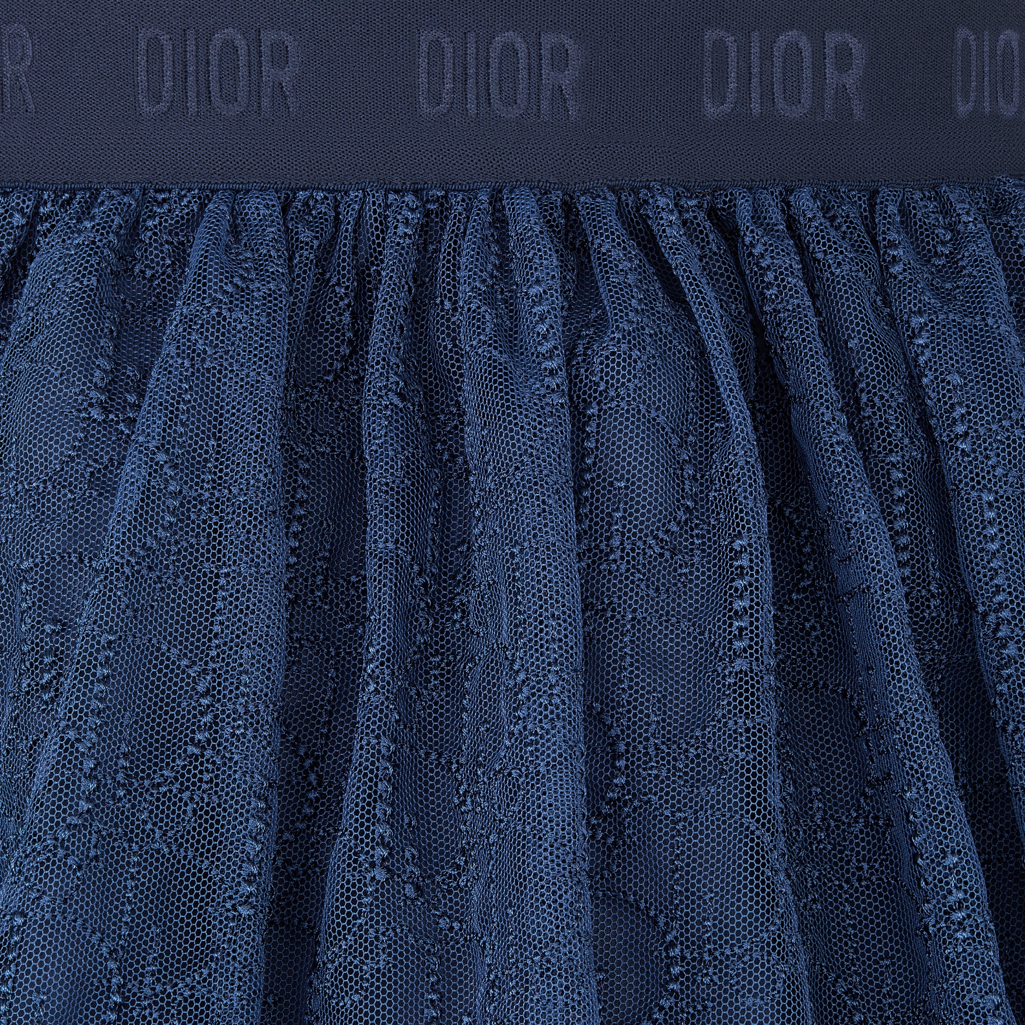 Kids' Short Skirt Navy Blue Embroidered Tulle with Dior Oblique Pearls Motif E09
