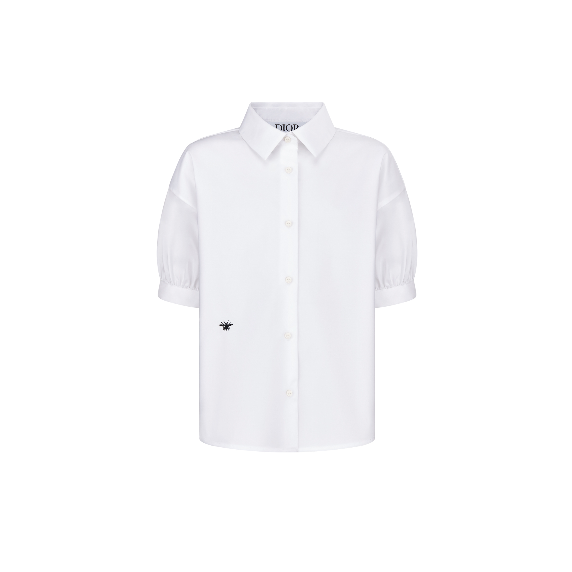 Kids' Short-Sleeved Shirt White Cotton Poplin E01