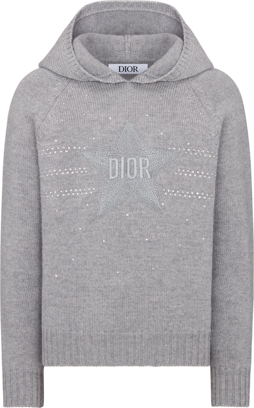 Kids Hooded Sweater Gray Wool Knit DIOR