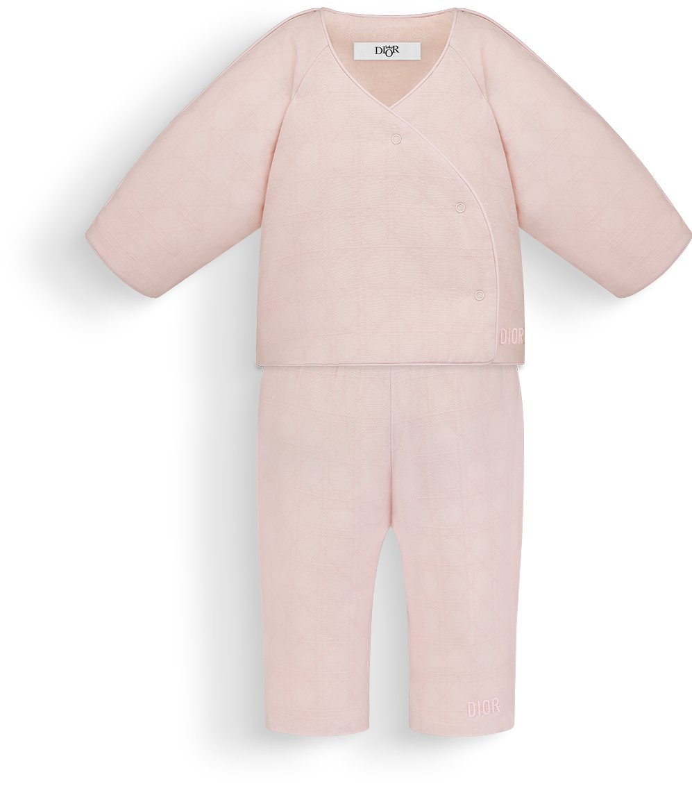 Baby Dior Newborn Gift Set Pale Pink Cannage Cotton Voile Size 3 Months Girl Clothing